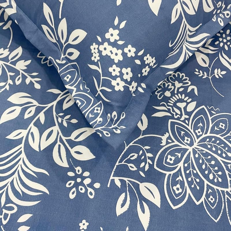 Image of 300 TC Microfiber XXL Soft Cotton Super King Size Bedsheet for Double Bed, King Size 108 Inches X 108 Inches, 9 Feet, 275 X 275 cm with 2 Large Size Pillow Covers |JP-Blue