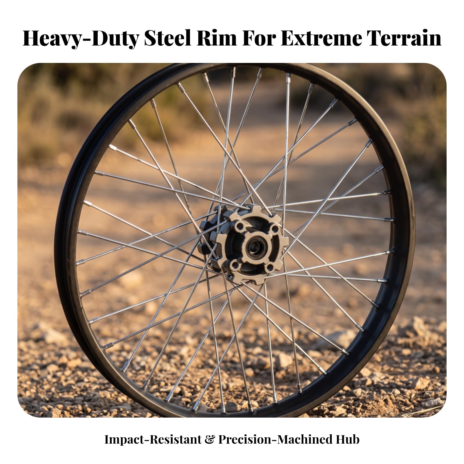 Rueda con Buje Acero Versátil | Resistente Al Impacto, Estable, Llanta, Motoristas, Trasero