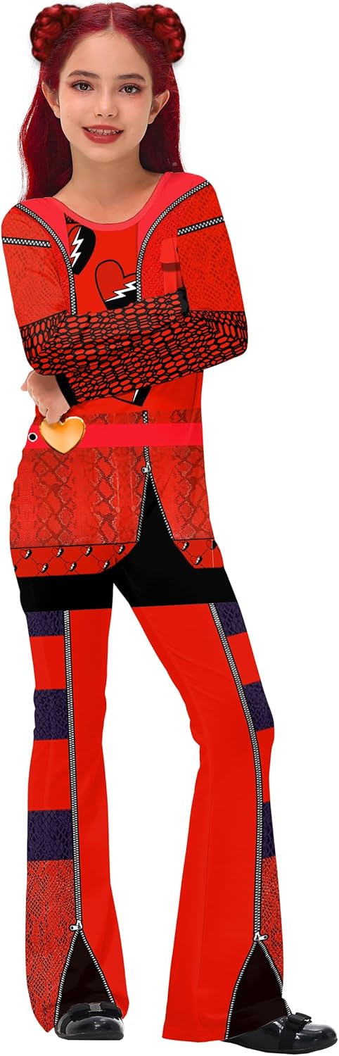 Remimi Girls Halloween Long Sleeve One Piece Jumpsuit Rise Red Princess Outfits 5-12 Years - Image 2