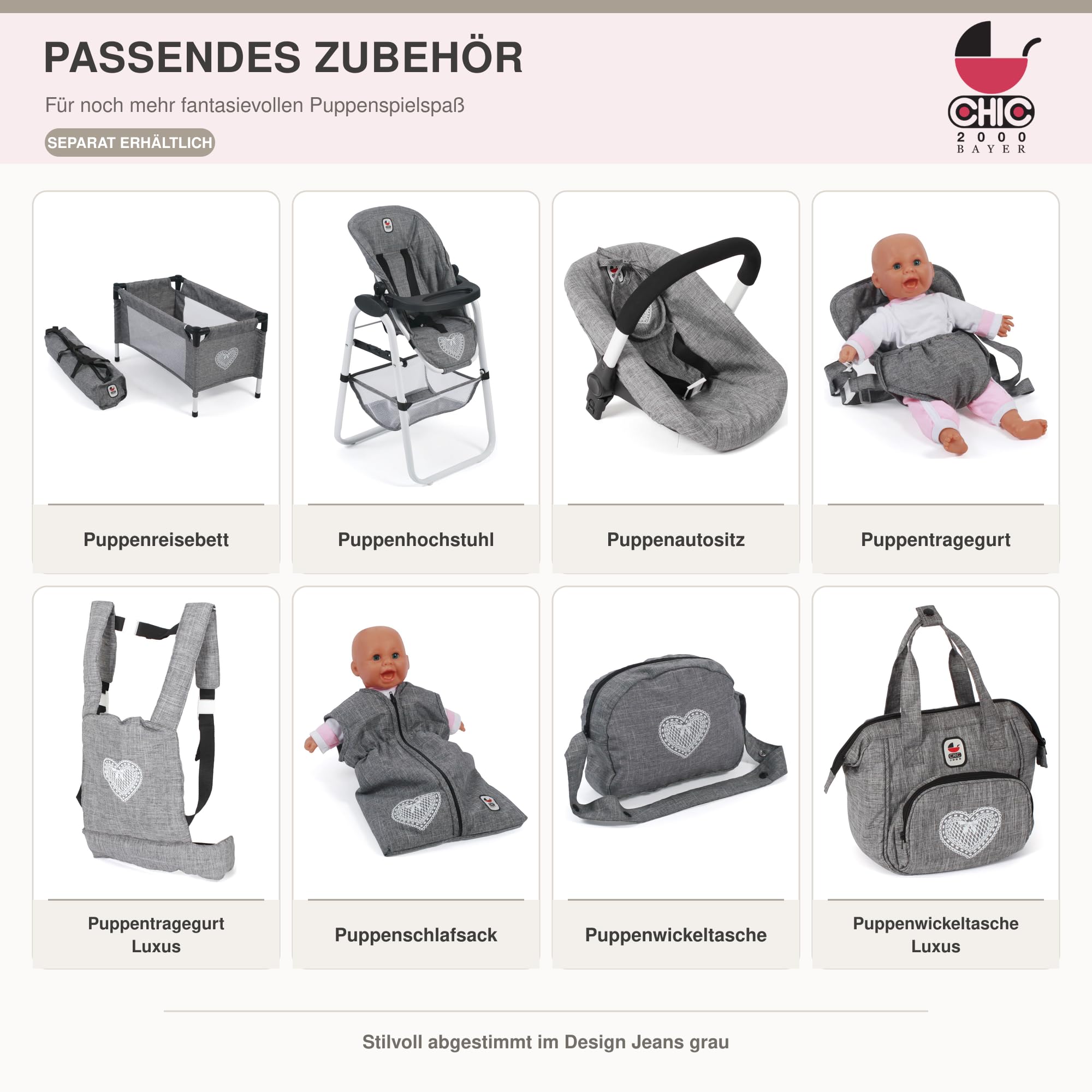 Bayer Chic 2000 Cochecito Muñecas 2en1 Mika | Manillar Regulable 47-80 cm | Cochecito de muñecas premium 2en1 convertible con manillar ergonómico y ruedas giratorias. Robusto y de larga vida útil.