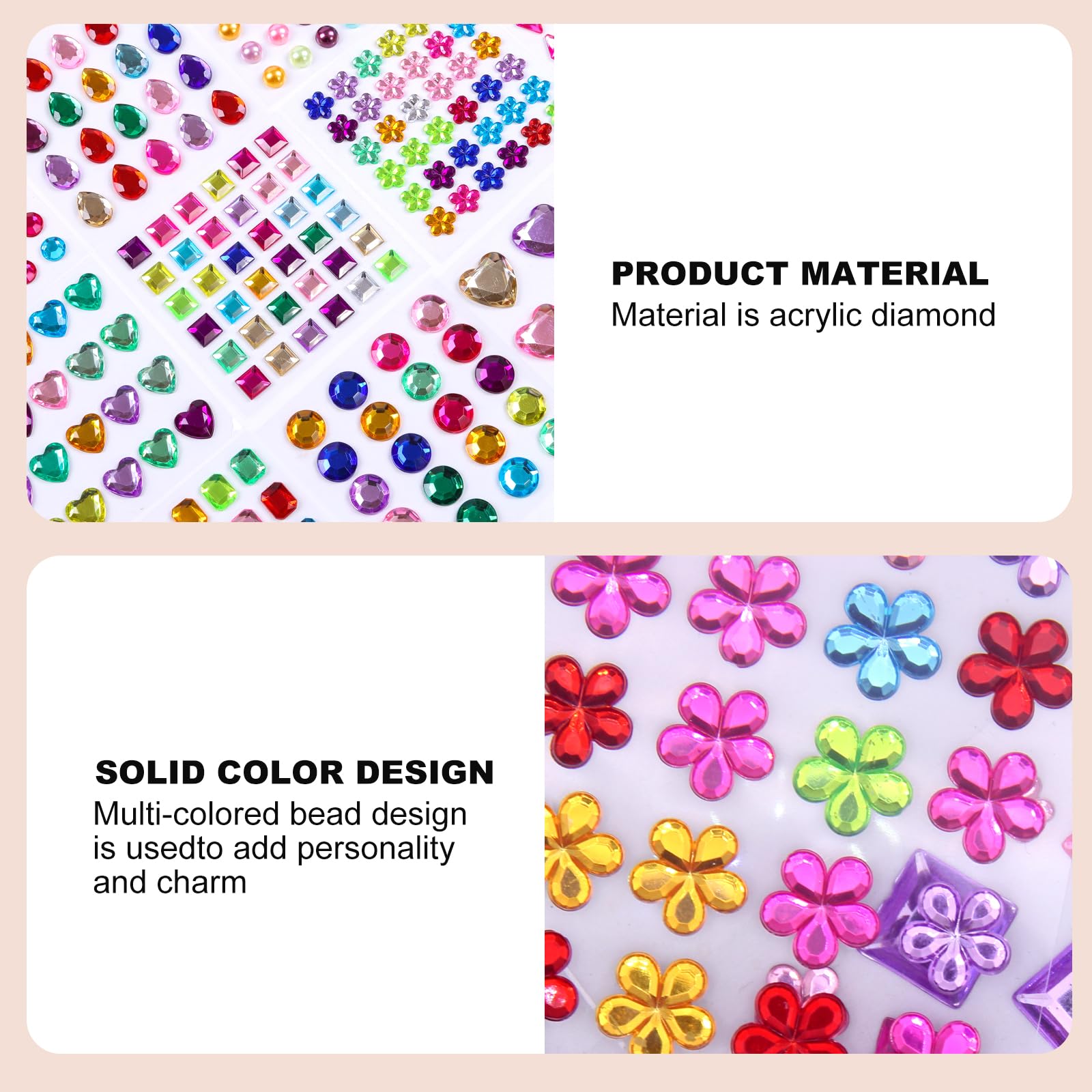 Lot De 2150 Strass Auto-Adhésifs Multicolores - Taille 3-14 Mm, Pour DIY, Artisanat Enfant, Cadres, Cartes