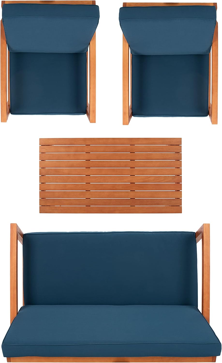 SAFAVIEH PAT7068A Outdoor Larence Brown 4-Piece Seat Cushions Included Patio Set