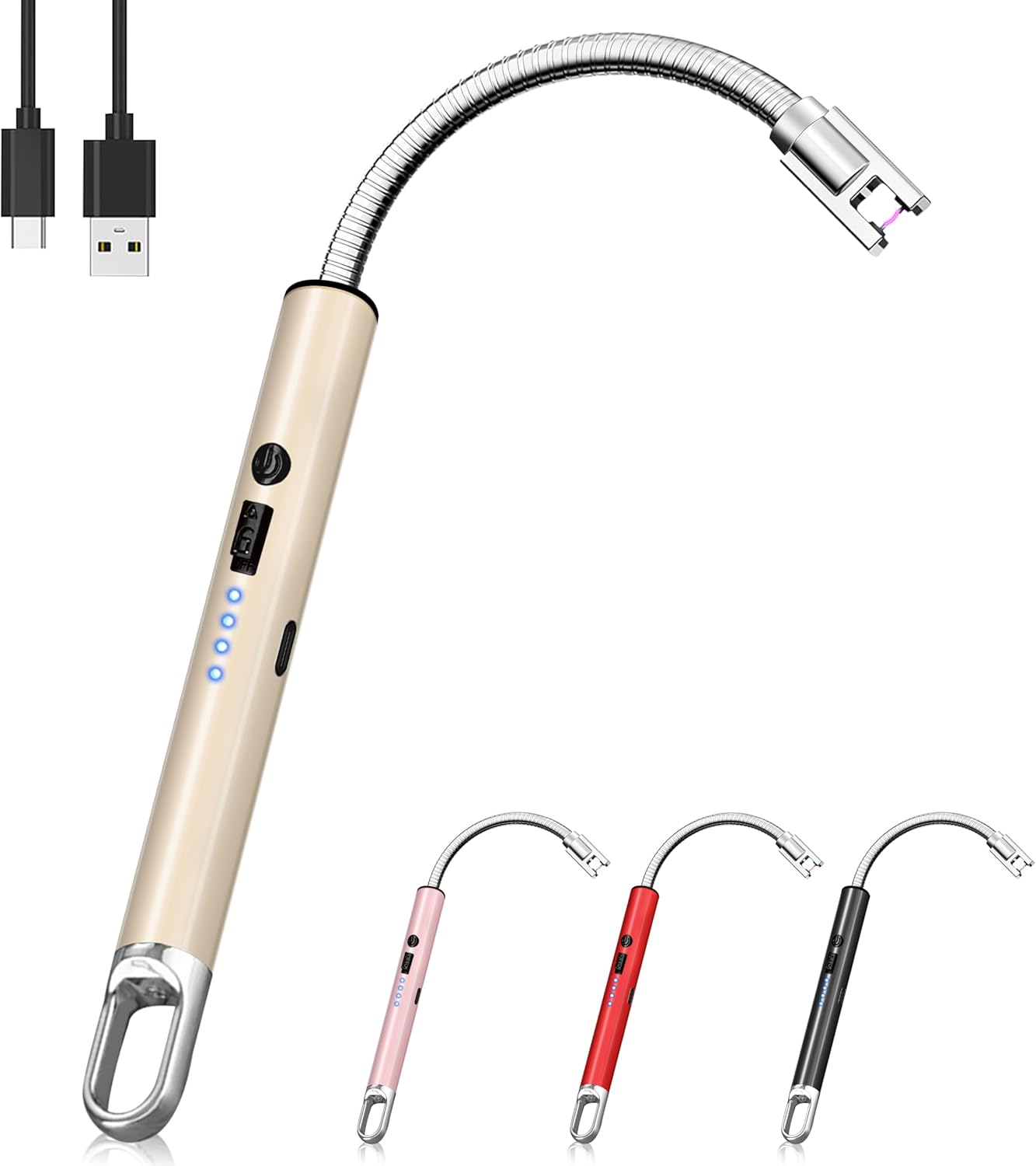 Electric Lighter, Candle Lighter Flameless Windproof with 360° Flexible Neck & LED Power Display, Type C Arc Rechargeable Lighters for BBQ, Camping, Cooking, Gift for Christmas, Thanksgiving, Birthday Electric Lighter, Candle Lighter Flameless Windproof with 360° Flexible Neck & LED Power Display, Type C Arc Rechargeable Lighters for BBQ, Camping, Cooking, Gift for Christmas, Thanksgiving, Birthday