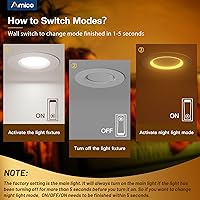 Vista 3 de Amico Paquete de 12 luces LED empotrables 5CCT de 4 pulgadas con luz nocturna, 8 W = 60 W, 700 lm luces de lata con borde deflector, regulable