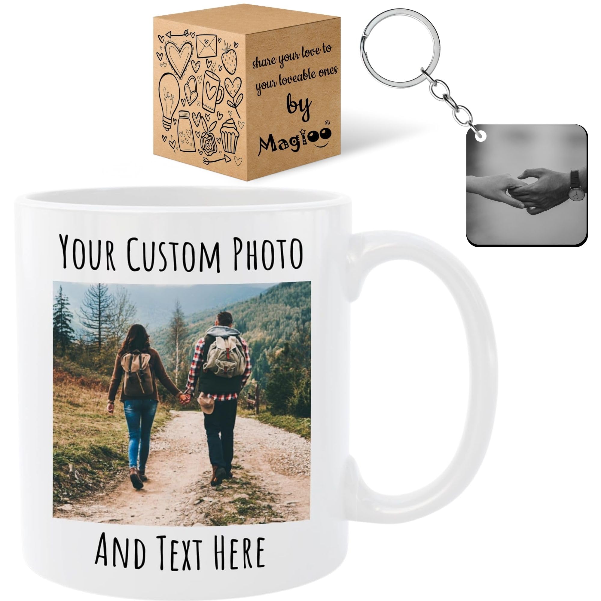 Custom Mug with Picture, Personalized Add Your Custom Text and Photo Coffee Mug Color Ceramic 11 Oz, Customizable Birthday Christmas Gift for Him, Her, Husband, Wife, Men, Women (White)