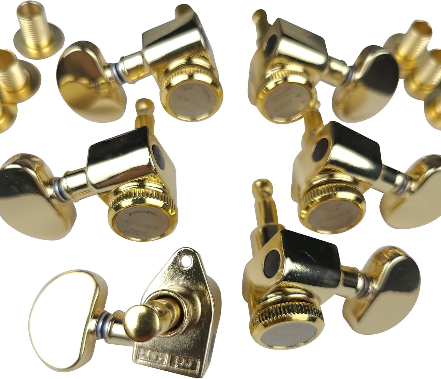 Kaynes 3x3 Guitar Lock String Tuning Pegs – Gold Locking Tuners Keys Machine Heads Tuners with Half-Circle Handle for Les Paul LP SG Style Electric or Acoustic Guitar (Golden)