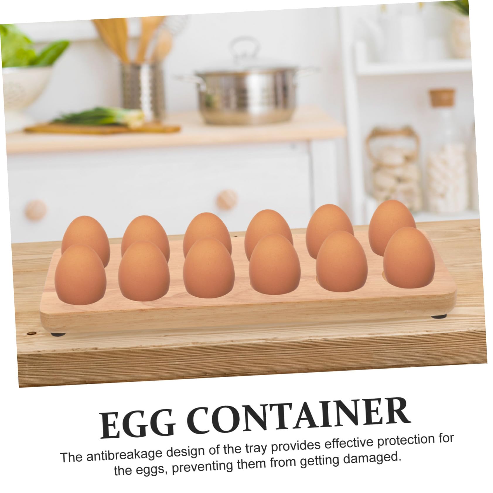 BESTonZON Caja De Almacenamiento Para Bandeja De Huevos De Madera Contenedor Para Colocar Huevos Bandeja Para Guardar Cocina