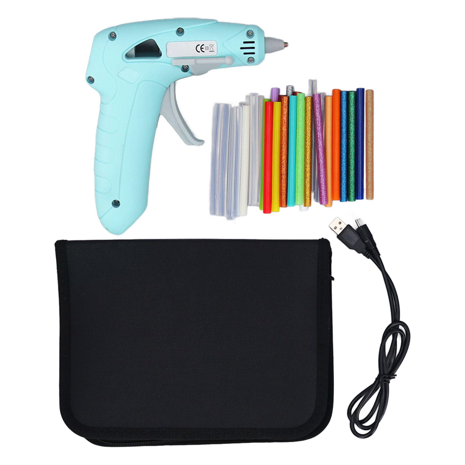 Cordless Hot Glue Gun Kit Rechargeable Fast Heating Mini Glue Gun with 30Pcs Sticks 3V 4.7V White Project Home Repairs Party Decorations (Green)