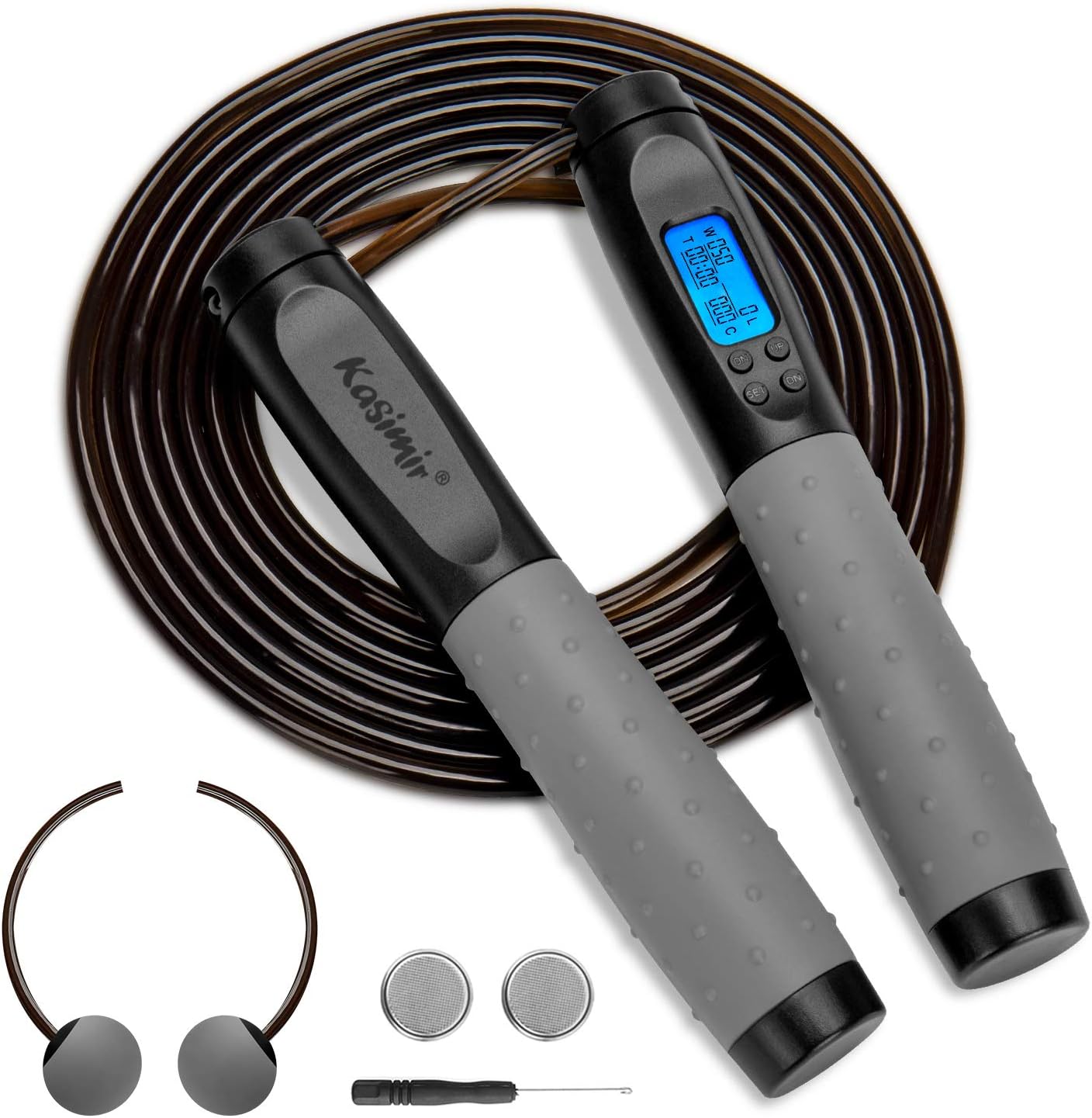 Jump Rope Kasimir LCD Digital Handle Workout Jumping Rope with Smart Calorie Counter for Fitness Training Fitness, Exercise Adjustable & Cordless Speed Skipping Rope for Men, Women, Kids, Adults