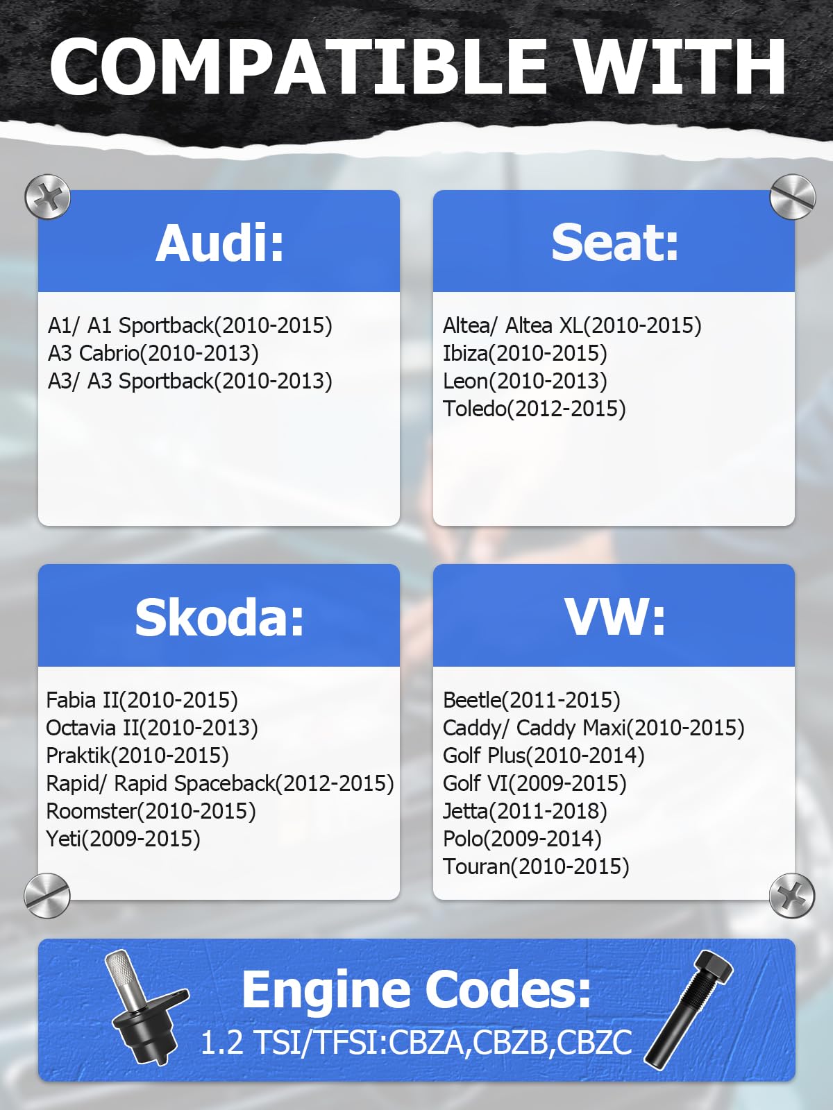 Zahnriemen Werkzeug, Motor Einstell Werkzeug Satz, Kompatibel mit VW Audi Seat VAG 1.2L TSI TFSI, T10340, T10414, T10341