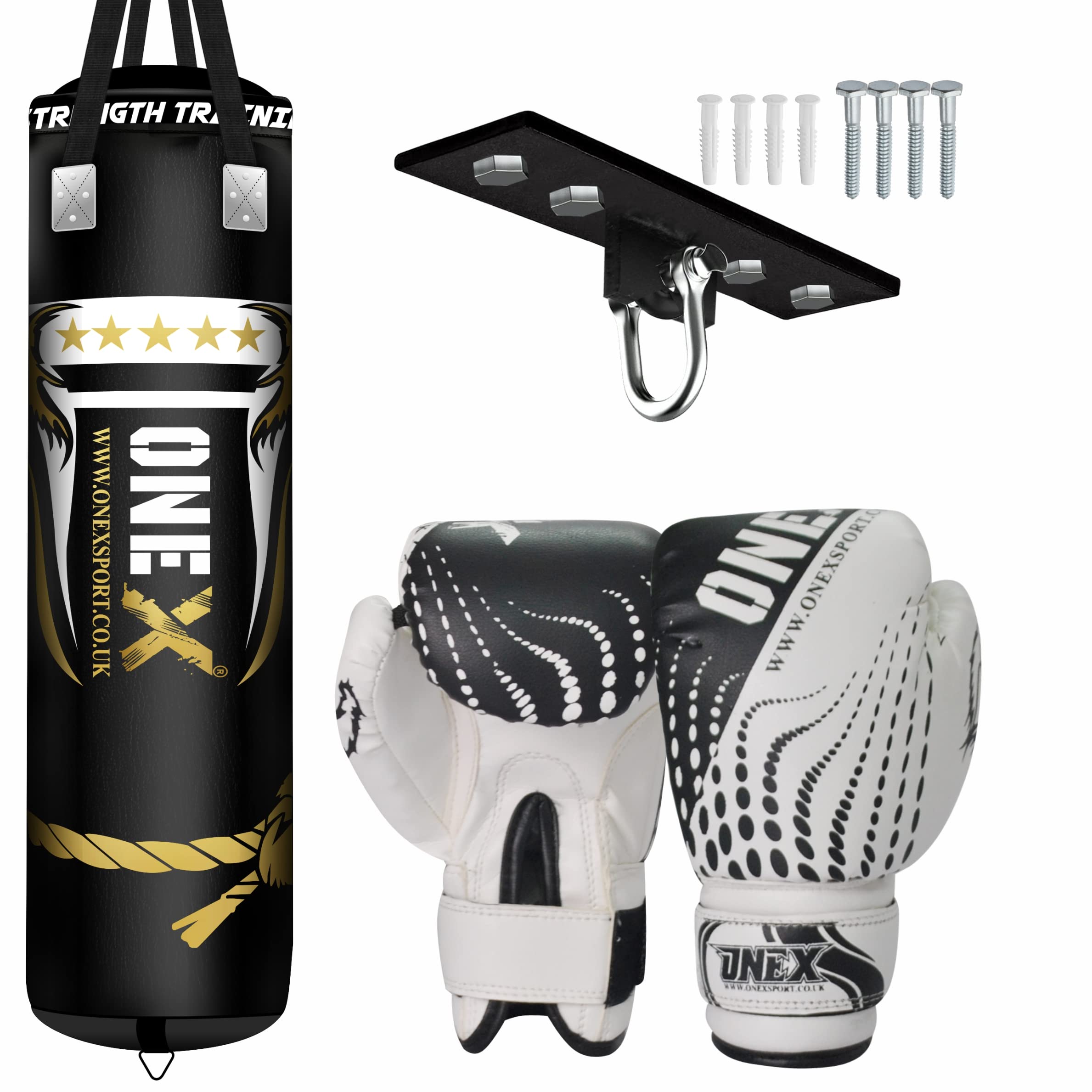 Boxing Bag New Filled Training bags Punch Bag and Glove SPORTS 5ft Filled Punch Bag Great for Boxing, Kickboxing, MMA, Home Gym Training (9pcs 5ft Black)