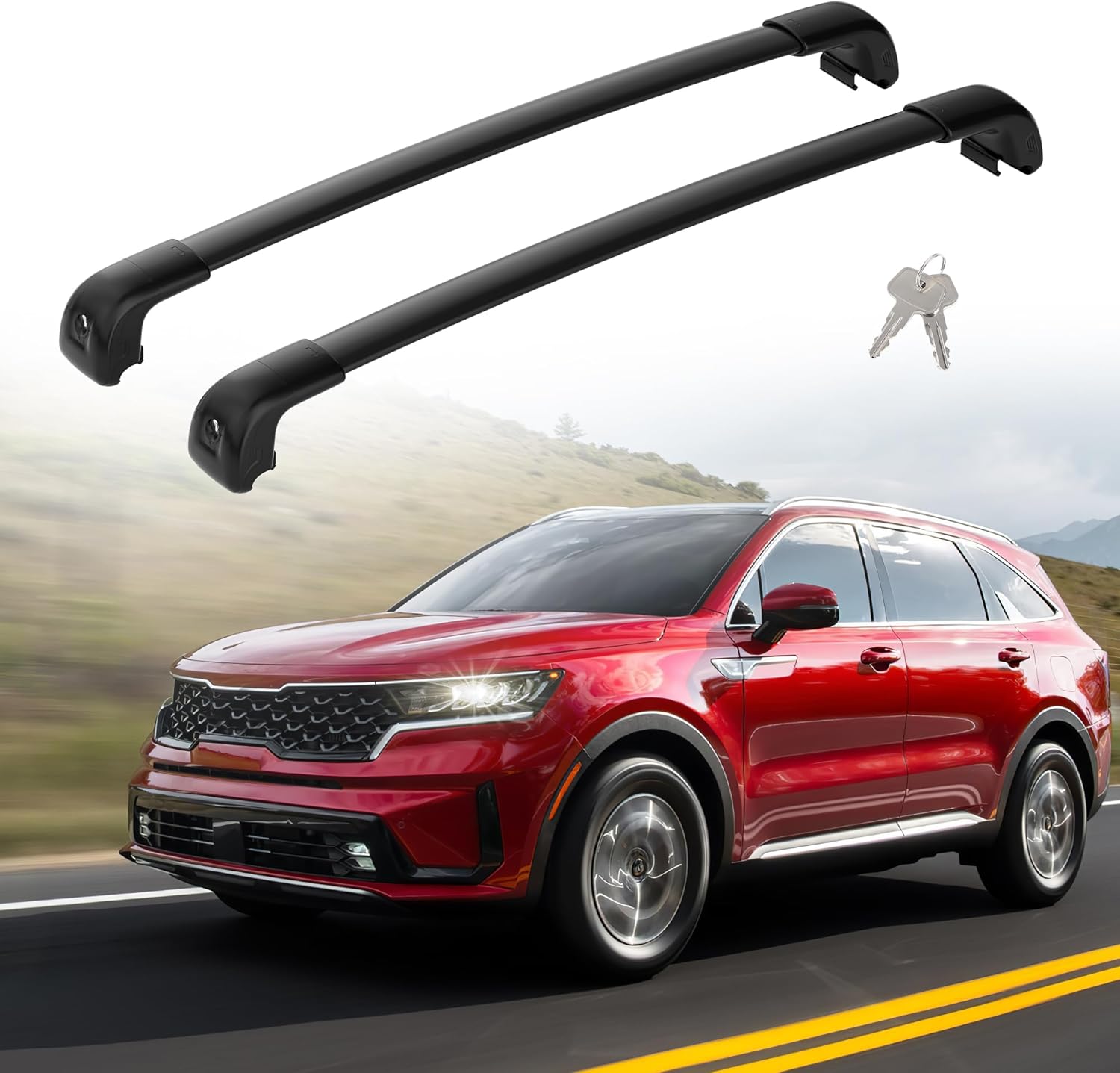 FLYCLE Roof Rack Cross Bars Fit for 2021 2022 2023 2024 Sorento & Sorento Hybird with Lock, Crossbars Cargo Racks Rooftop Luggage Canoe Kayak Camping Gear Bike Carrier Rack FLYCLE Roof Rack Cross Bars Fit for 2021 2022 2023 2024 Sorento & Sorento Hybird with Lock, Crossbars Cargo Racks Rooftop Luggage Canoe Kayak Camping Gear Bike Carrier Rack