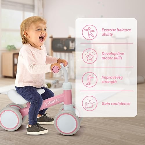Miniatura 6 de Liberry Bicicleta de equilibrio para bebés de 1 año, bicicleta de equilibrio para niños de 4 ruedas con asiento ajustable, regalo de primer