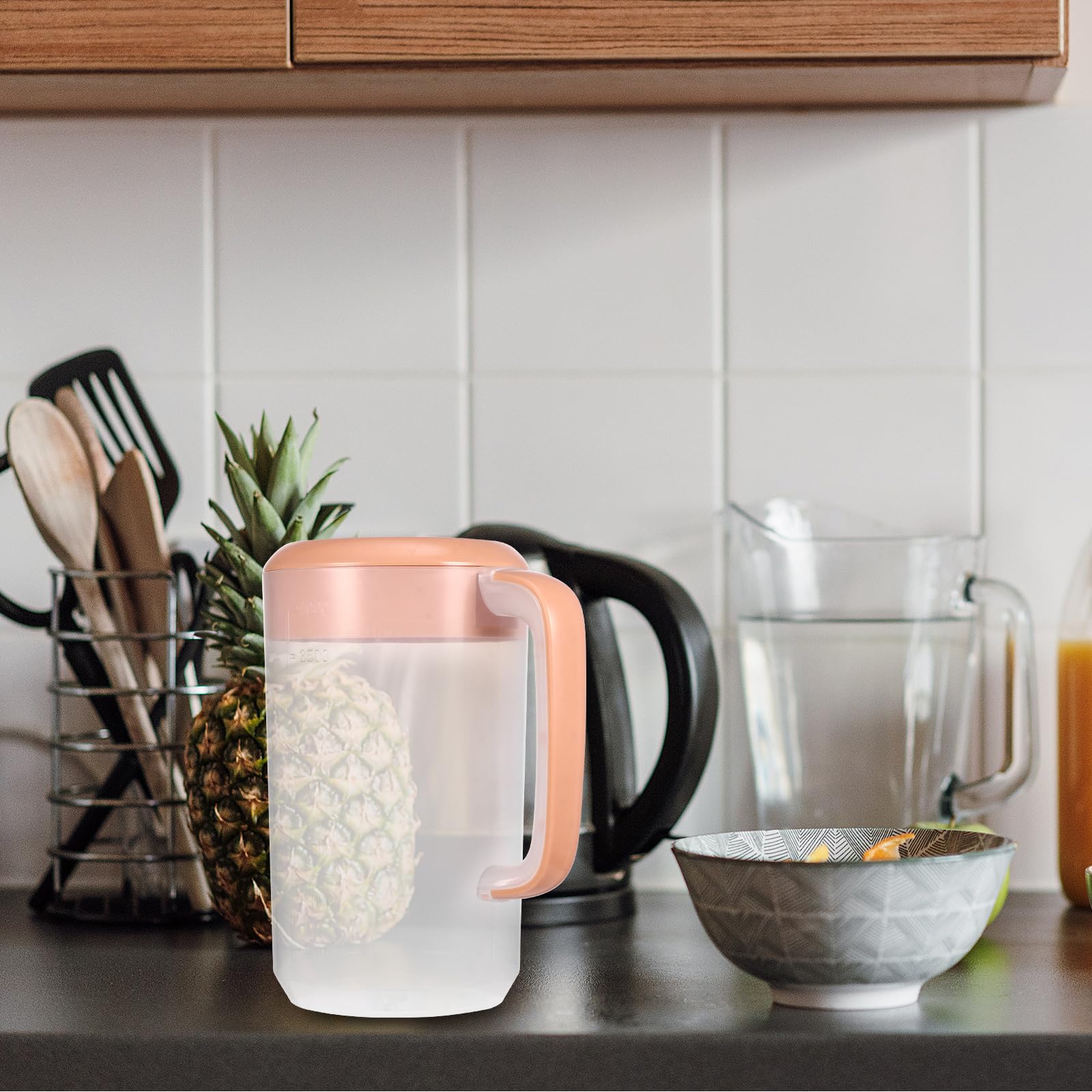 UPKOCH 4L Granesse en Plastique Transparent Grand avec Couvercle de 4 L Pichet à Eau en Plastique avec Couvercle Et Poignée Pichet de Boissons Plaque en Plastique avec Couvercle Et Pichet à Eau