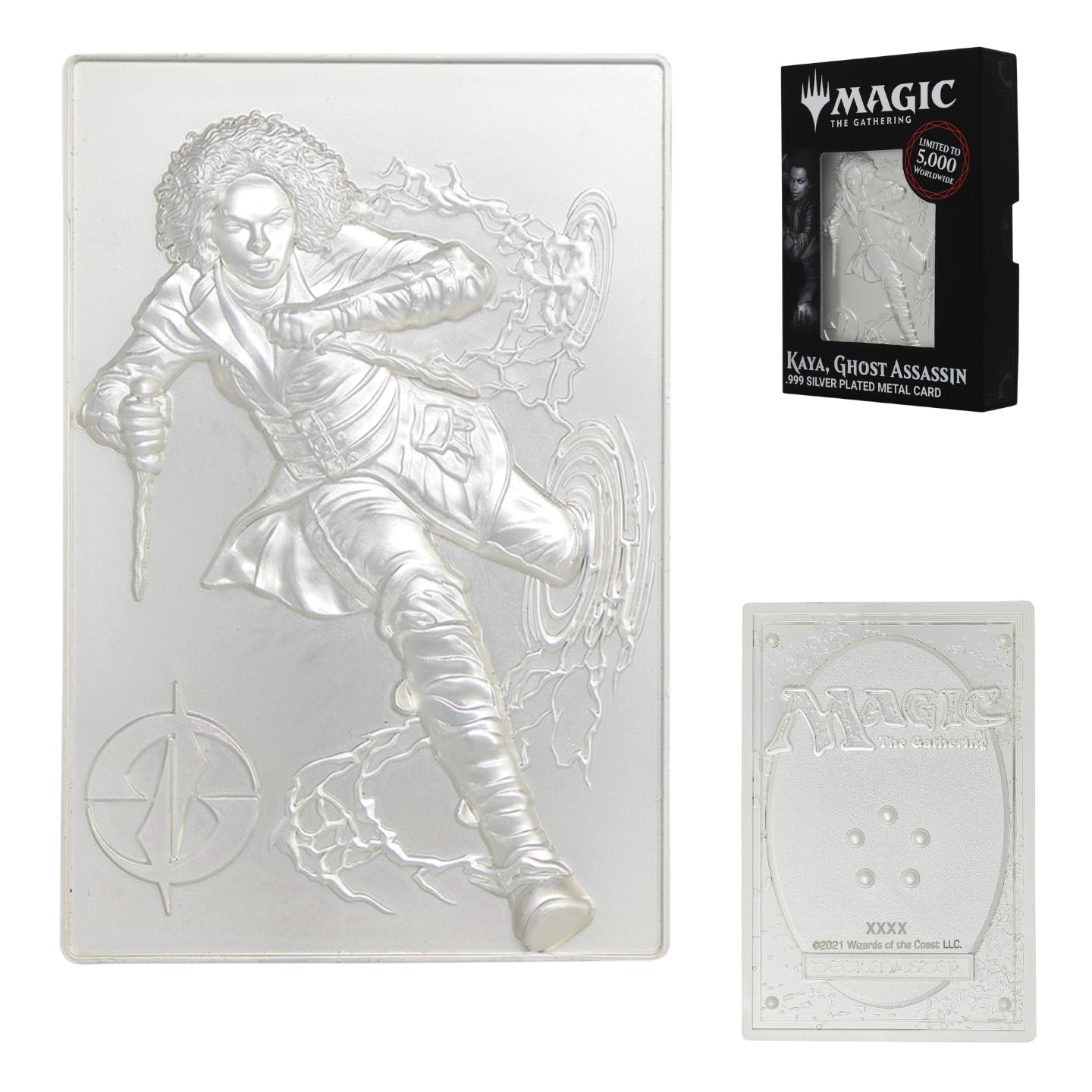 mtg silver plated cards Magic: The Gathering Kaya, Ghost Assassin Ingot – .999 Silver Plated  Limited Edition Collectible – Official MTG Metal Artifact for Fantasy Fans  &