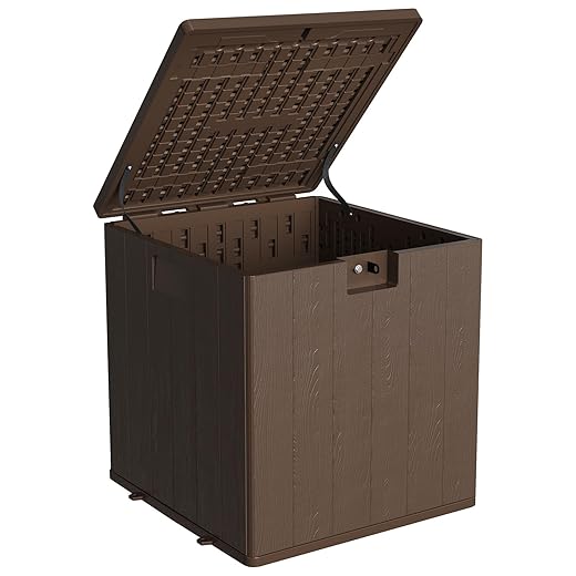 80 Gallon Resin Deck Box, Large Waterproof Outdoor Storage Box with Lockable Lid & UV Resistant, Storage Container for Patio Furniture Cushions, Garden, Backyard, and Poolside，Brown