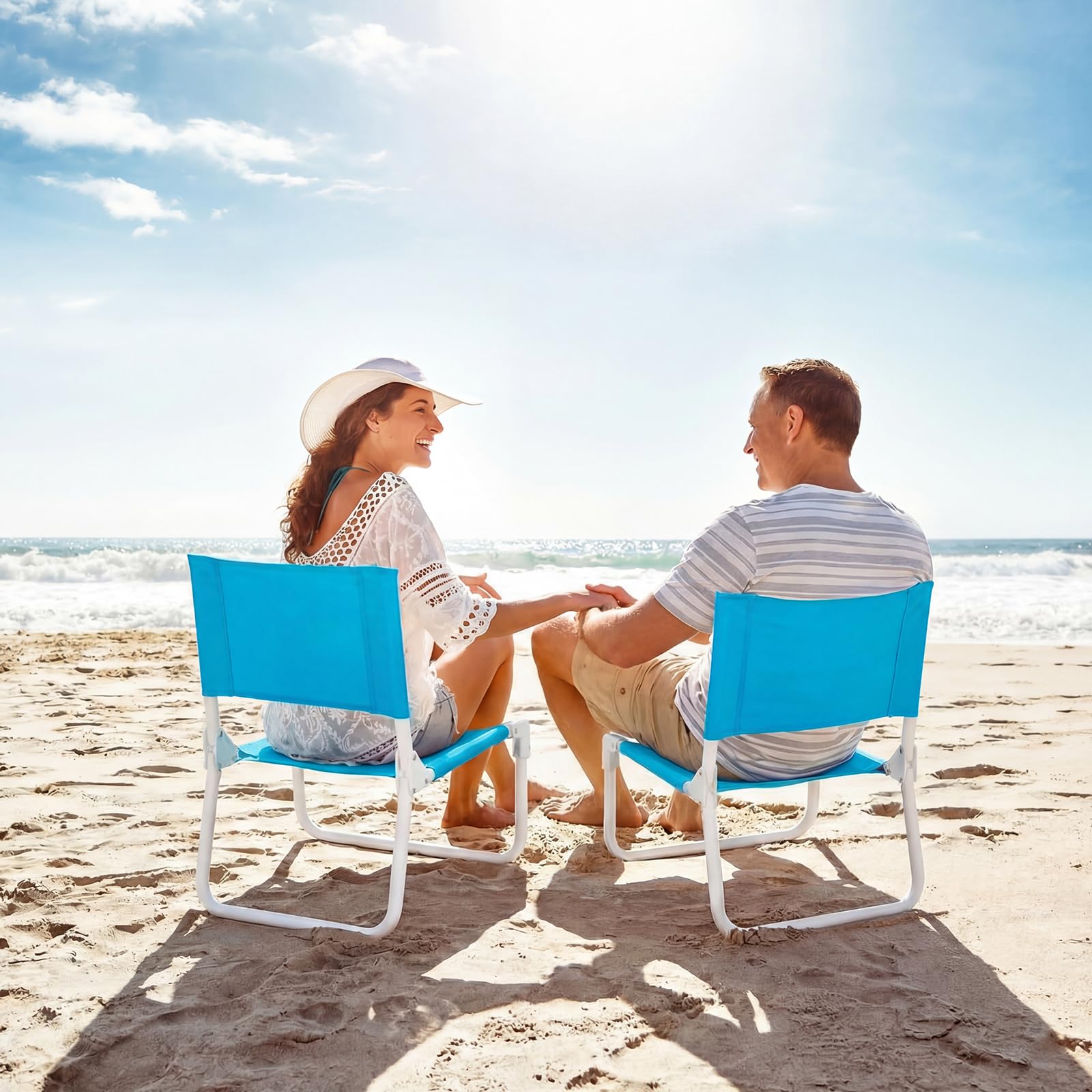 Amazon.com: Sintuff 2 Pcs Blue Low Beach Chair for Adults Folding