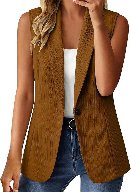 Chaleco texturizado sin mangas Blazers Chaleco mujer Ropa informal de negocios