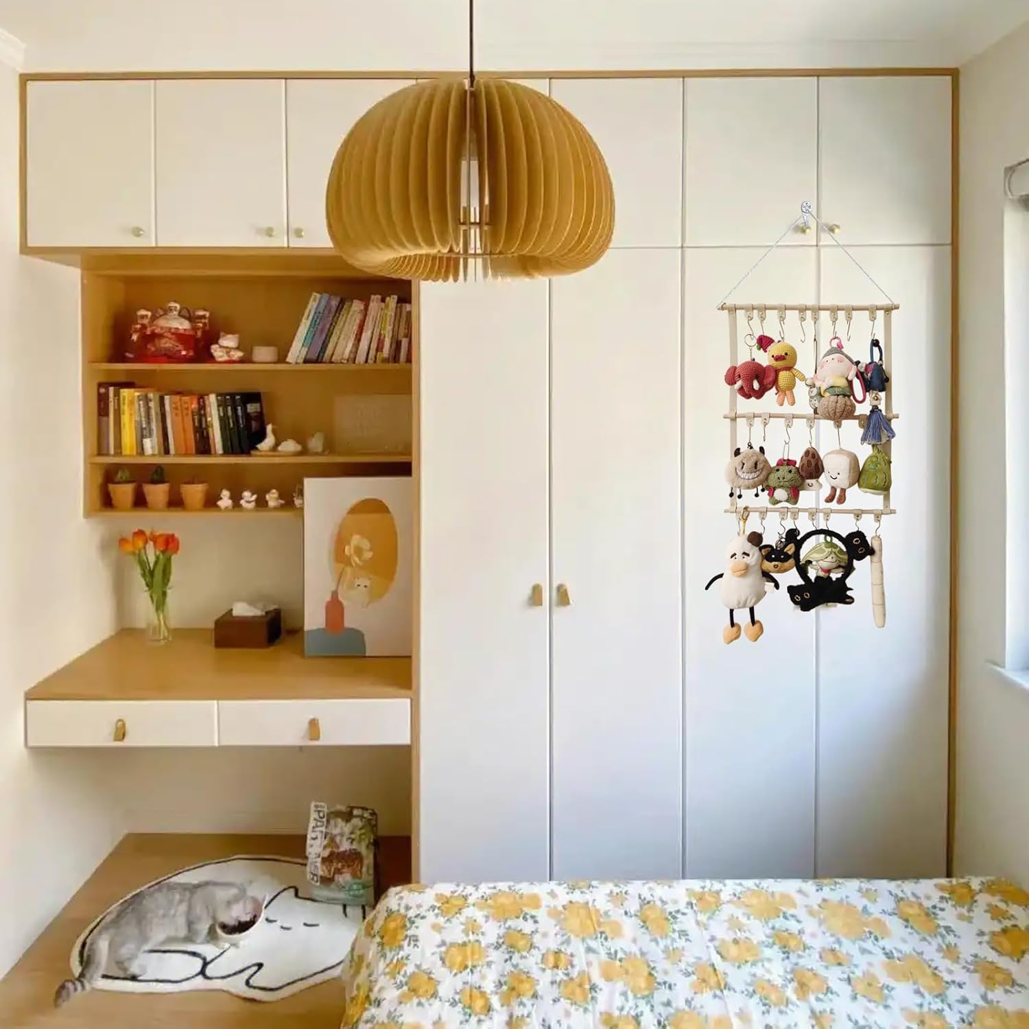 Hanging Display Storage Shelves Detachable Doll Organizers for Storage Plush Doll Collectors Gifts, Hanging Over the Door Organizer for Bedroom Home (2Pcs Pink)