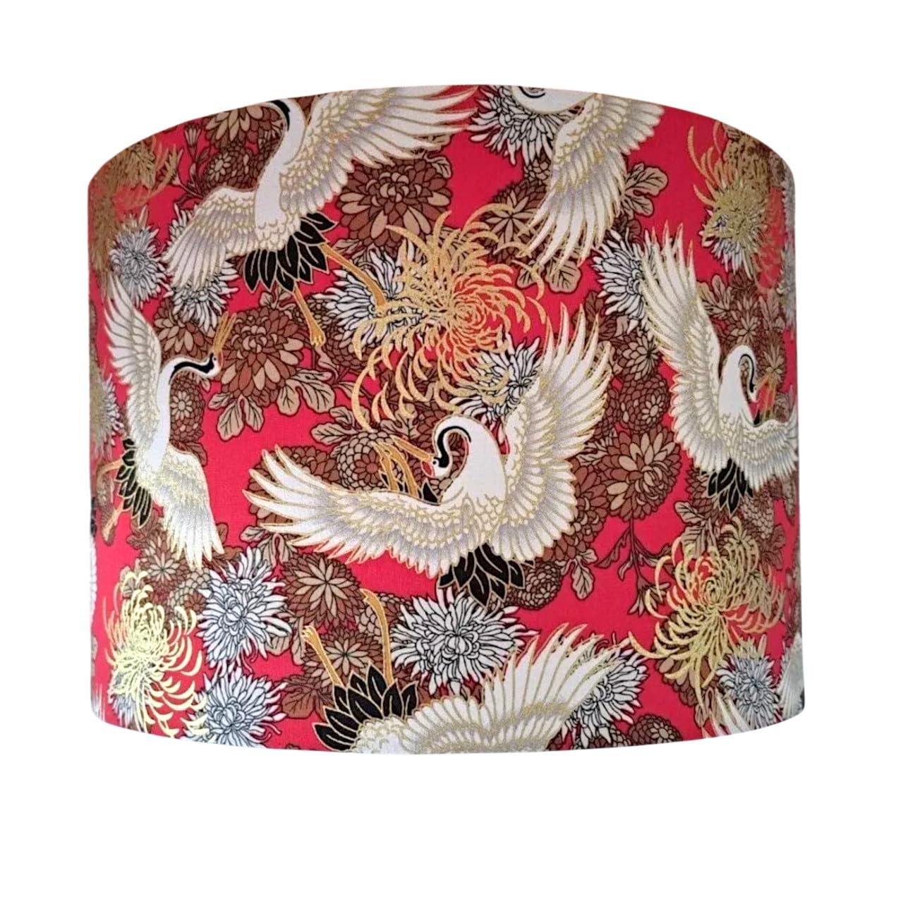 Japanese Oriental Exotic Cranes Birds Gold Red Handmade Lampshade Shade (Small (20cm Diameter), Ceiling/Pendant Ligh)