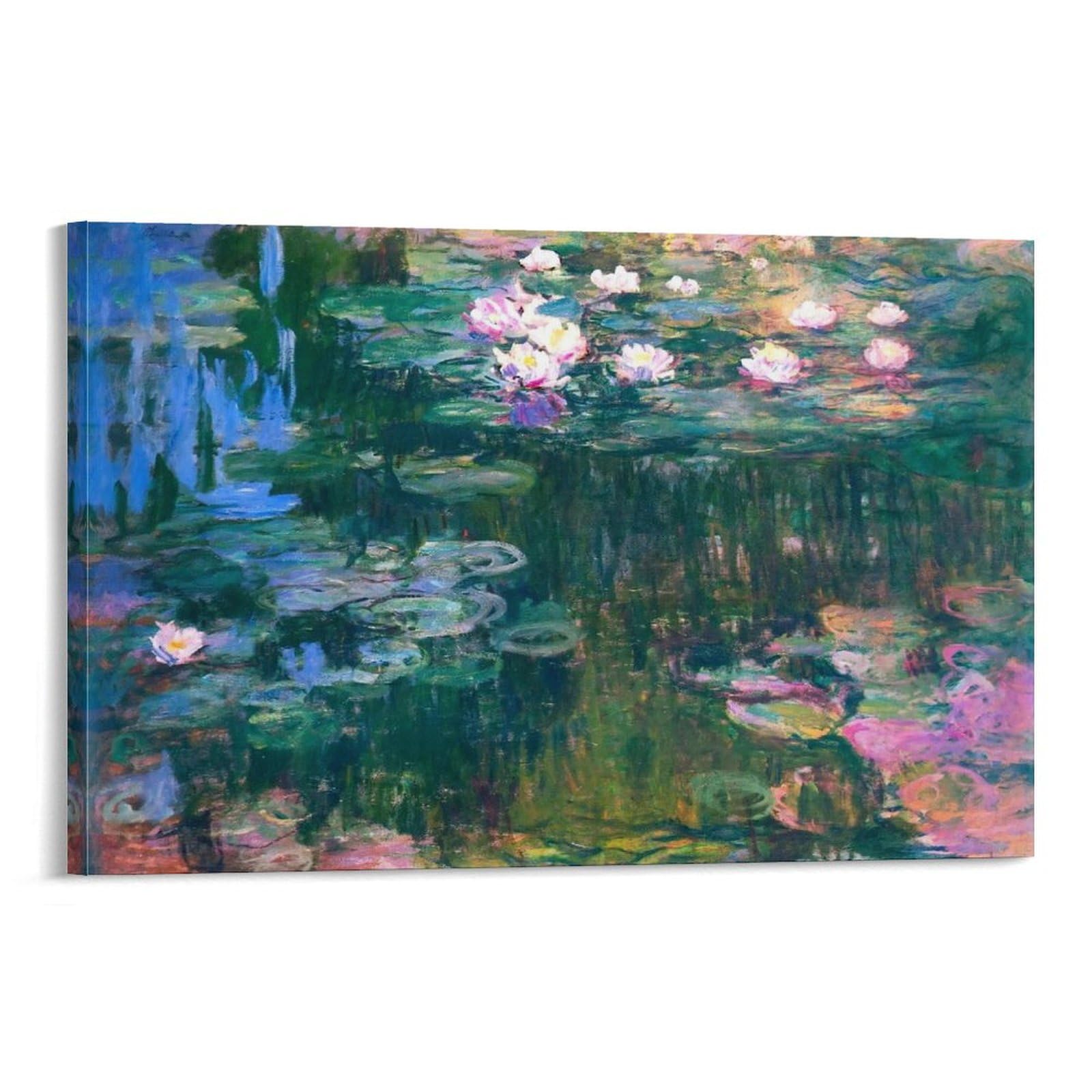 Yieanbao Frame Claude Monet Impressionist Famous Painting Poster (Water Lilies 2) Canvas Print Art Poster, Wall Art Home Decoration Painting; ; 12X18inch(30X45cm)