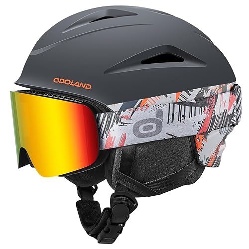 Odoland Ski Helmet, Snowboard Helmet with Ski Goggles for Adults