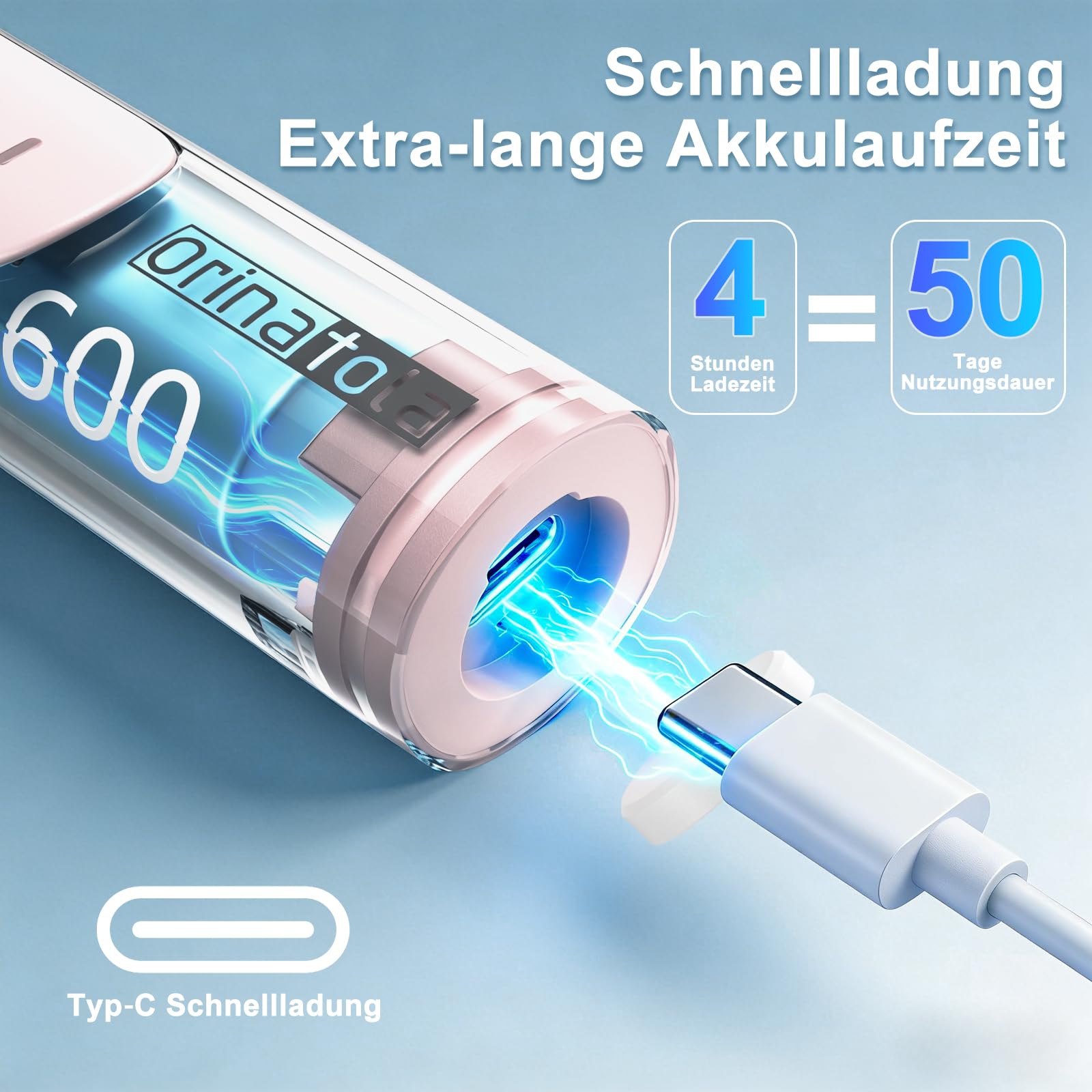 Spazzolino elettrico da denti, con 8 testine di ricambio, custodia da viaggio e 3 modalità di pulizia per la cura dei denti, impermeabile IPX7, spazzolino elettrico da denti da viaggio, rosa
