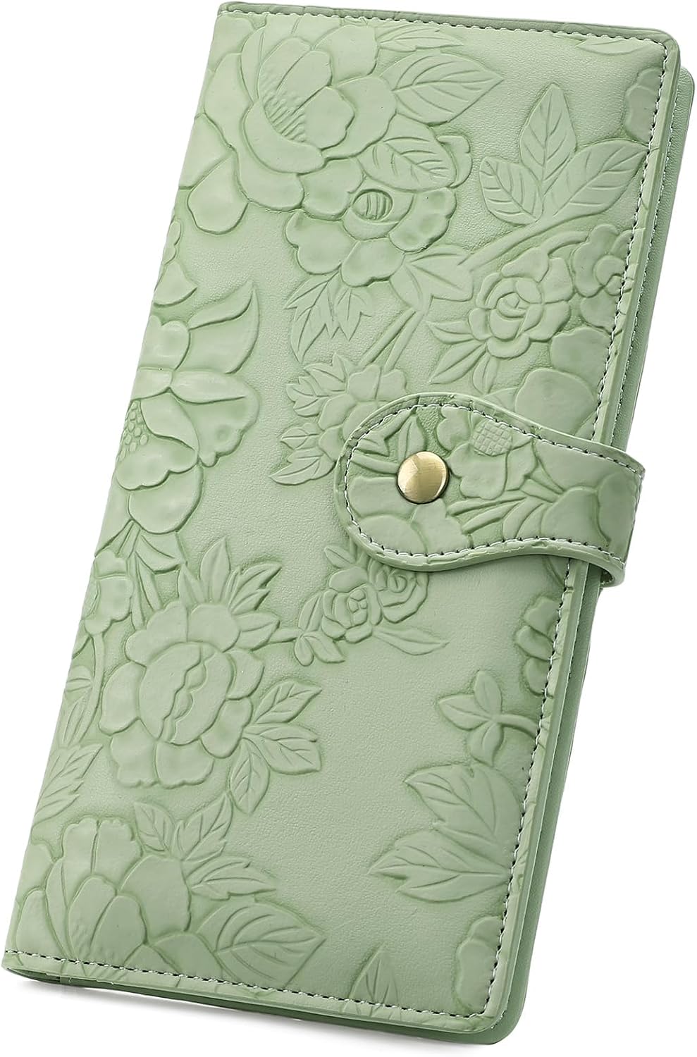 GAEKEAO Womens Wallet Slim Thin RFID Blocking Ladies Card Holder Floral Vegan Leather Long Bifold Clutch with Zipper Pocket