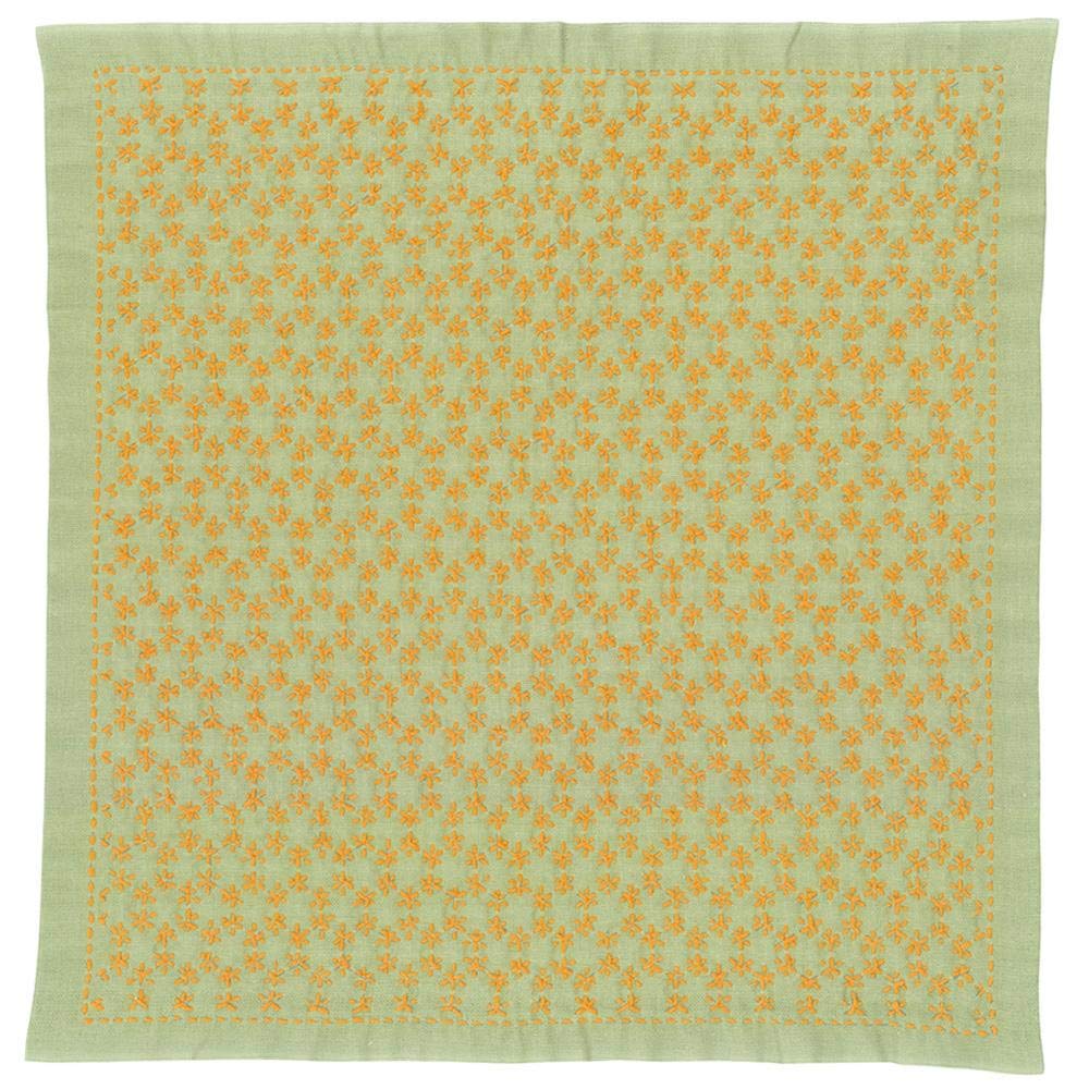 Olympus Thread Hitomezashi Sashiko Hana Fukin Kaku-Kikkou Tsunagi Printed Fabric Embroidery Kit