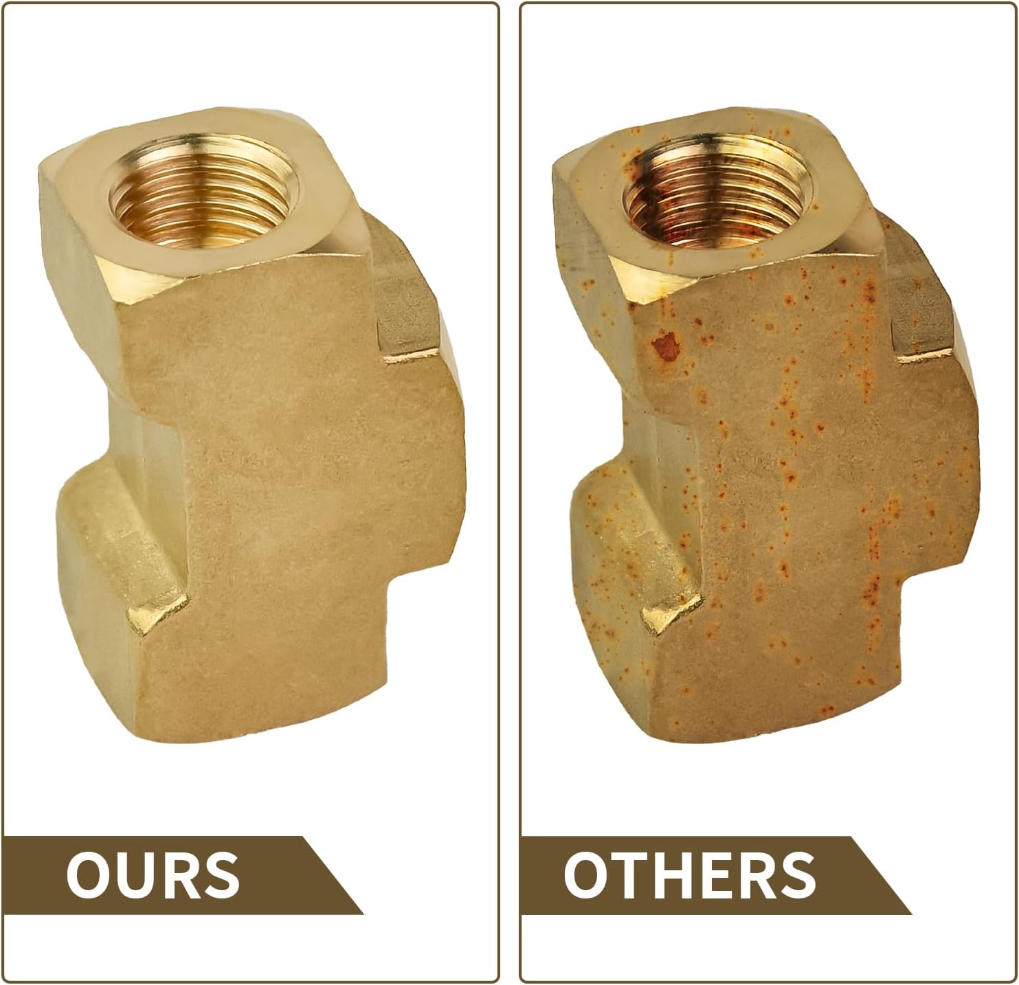 3/16" Brake Line Tee Fitting Kit (4PCS) - Brass 3-Way Inverted Flare Union, 3/8-24 UNF Thread | High Pressure, Leak-Proof