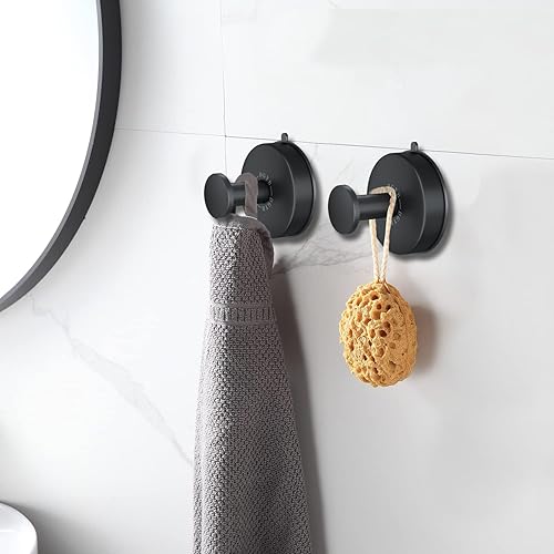 Miniatura 2 de DGYB Ganchos de ventosa para ducha, juego de 2 ganchos extraíbles de acero inoxidable para toallas de baño, ventana de vidrio, puerta, pared y