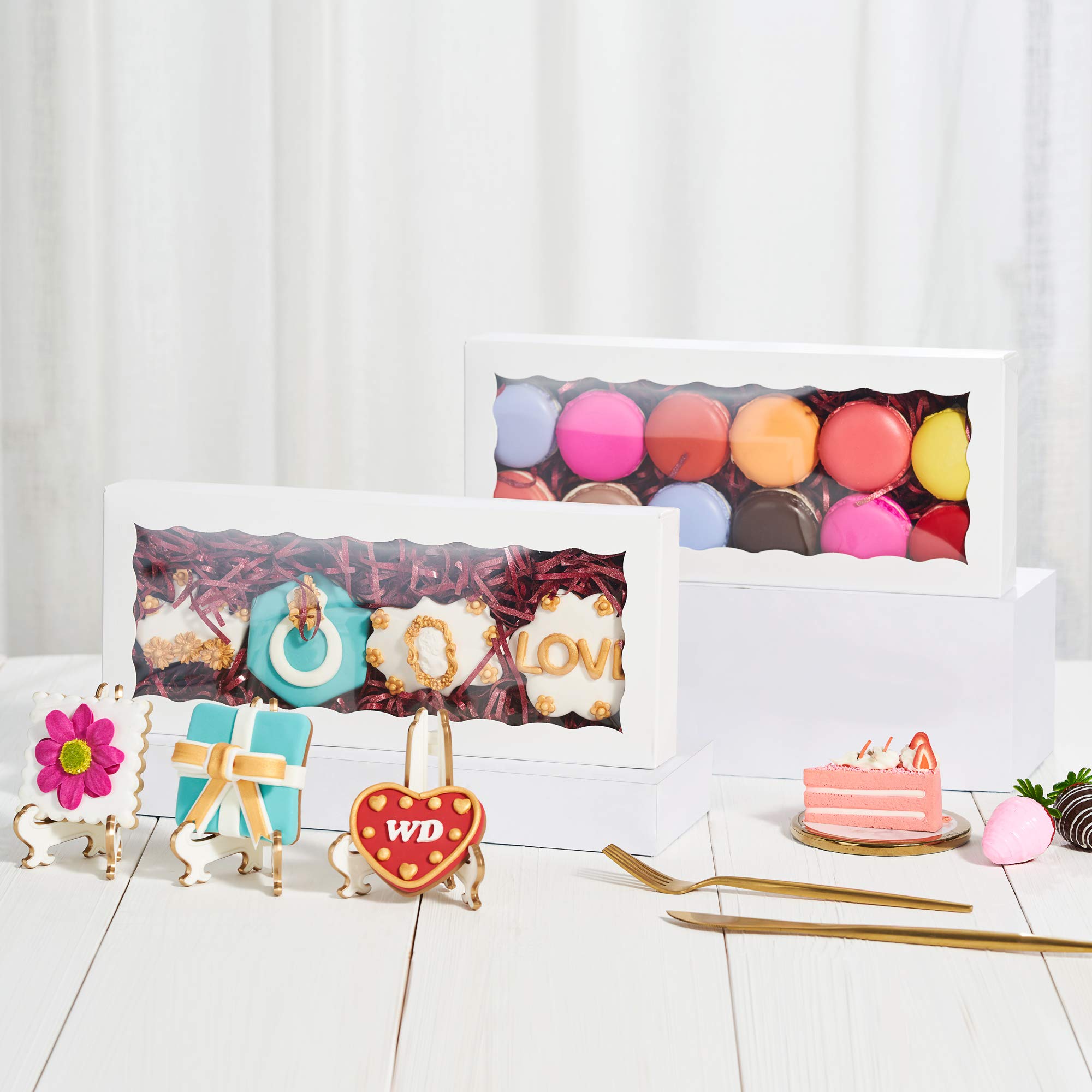 Confezione da 50 scatole per biscotti di prima qualità, 30,5 x 12,7 x 3,8 cm, mini scatole di fragole, scatola da forno per biscotti di festa
