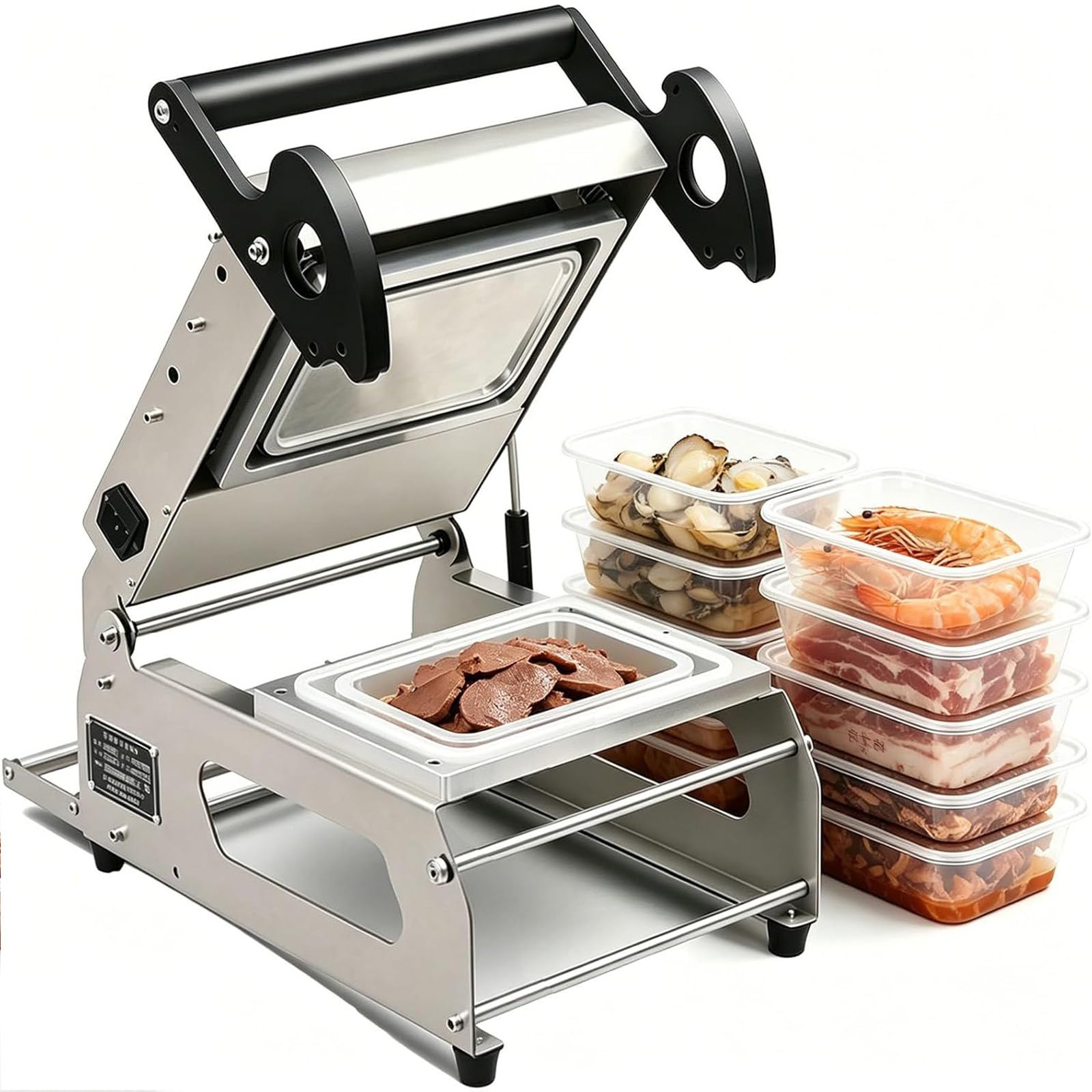 BITYCOW Takeaway Box Heat Sealing Machine, 7-8 Seconds Fast Sealing, Ergonomic Hand Operated Tray Sealer for Supermarket, Hotel and Catering Use Traysize22x16cm