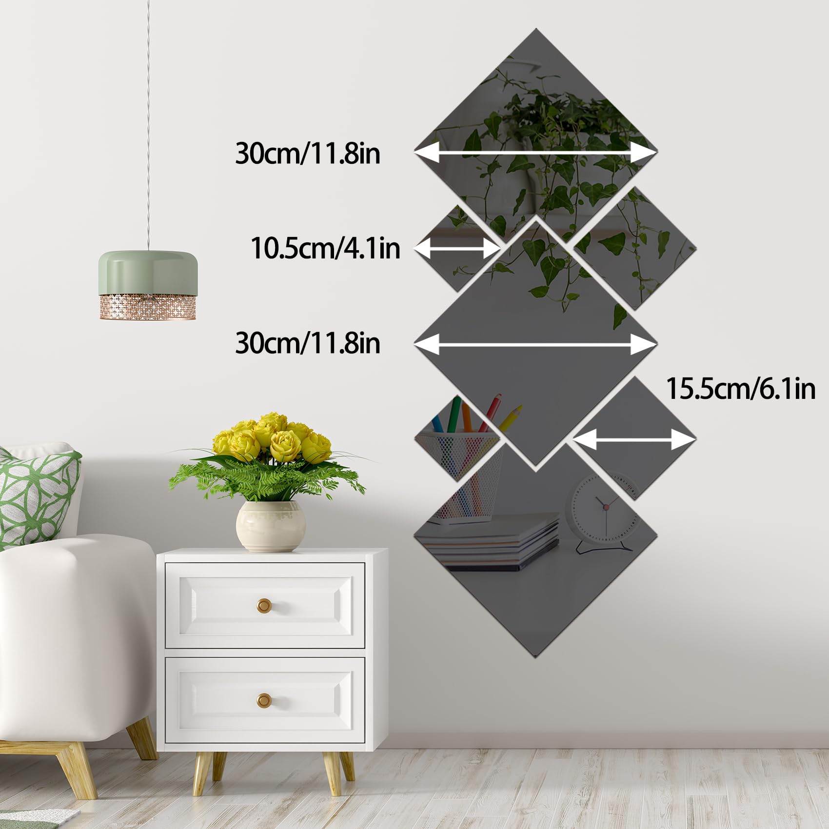 Miroir Adhésif DELAESI Lot De 40 Films Miroir Autocollants - Pour Décoration Murale, Armoire, Salle De Bain, Salon, Chambre à Coucher - 7,5 X 7,5 Cm Crystal Coating