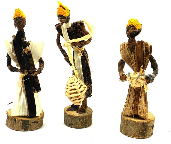 Global Crafts Nativity Parent - Handmade Nativity Set - Fair Trade Banana Fiber Christmas Decor