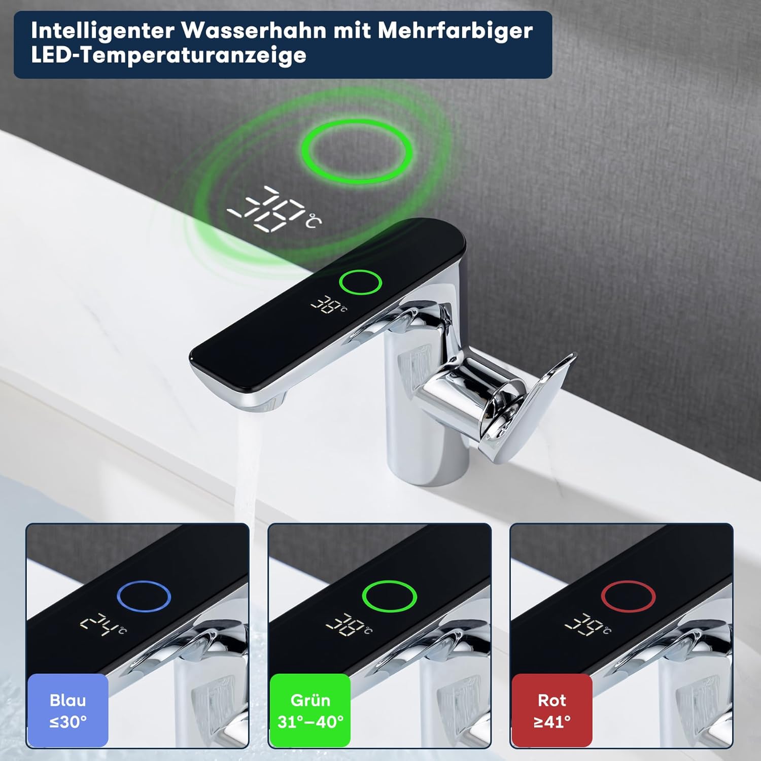 LED kijelzős csaptelep részletei