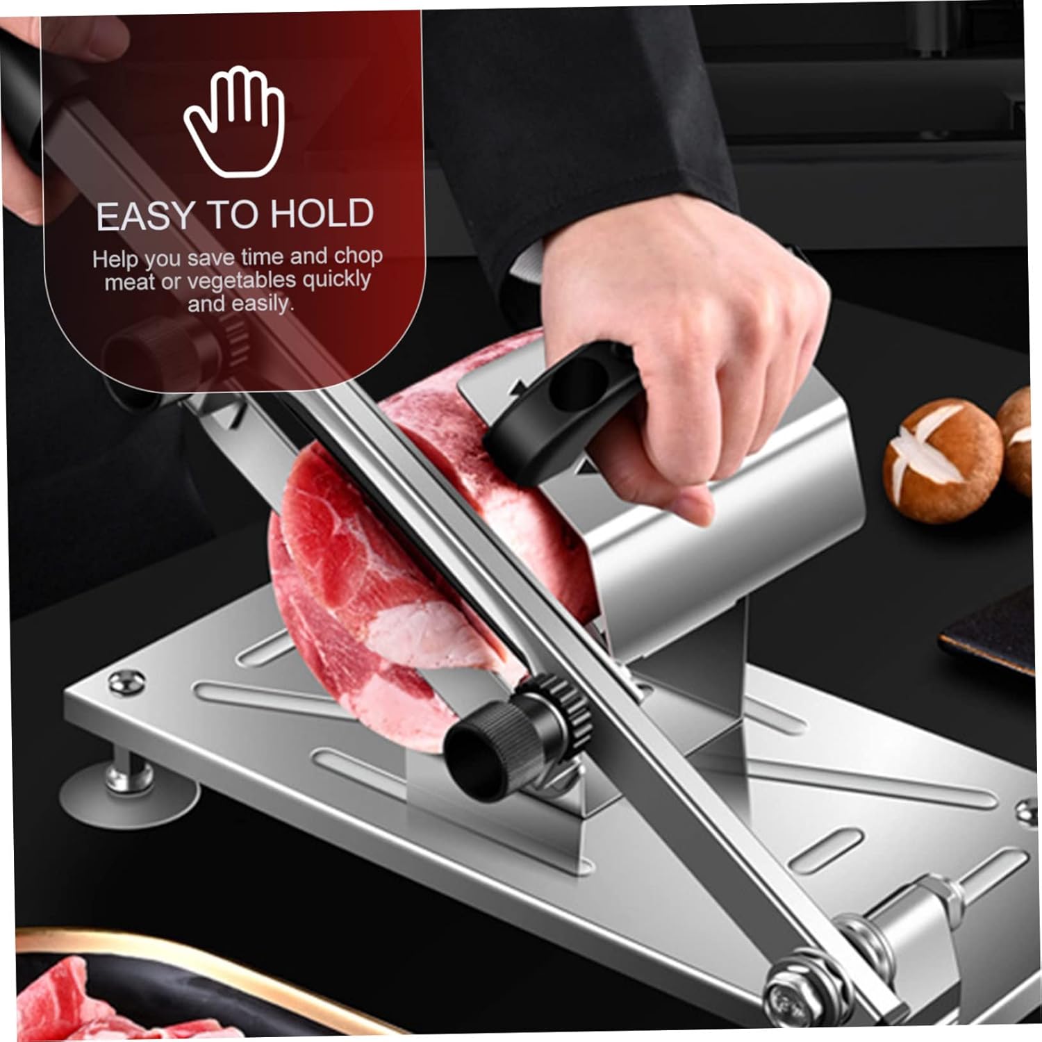 Unomor Efficient Beef Mutton Rolls Slicer Thin Meat Slicer for Home Use Stainless Steel Multi-purpose Kitchen Tool