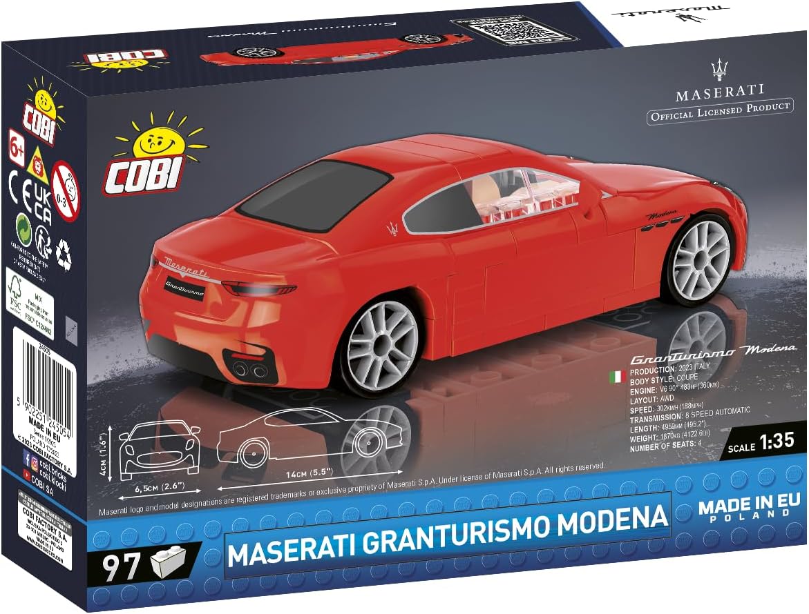 COBI Maserati Collection Maserati GRANTURISMO Modena Vehicle Building Set, 97 Pieces