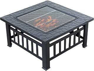 Fire Pit Outdoor Wood Burning fire Pit, fire Pit with Dome Screen and Poker, Terrace Barbecue Cooking fire Pit