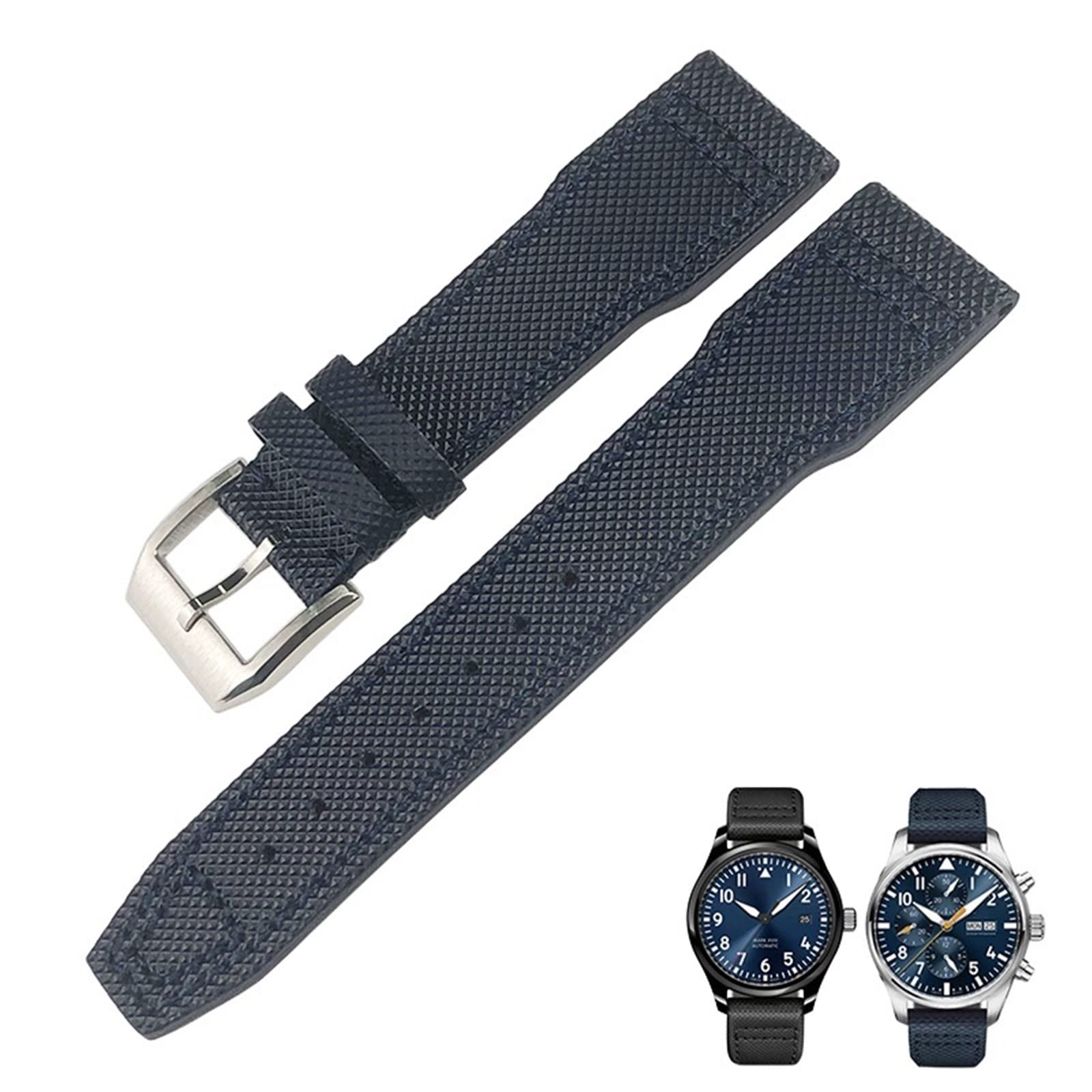 Correa de reloj de nailon negra de 20 mm compatible con IWC Pilot Mark 18 7