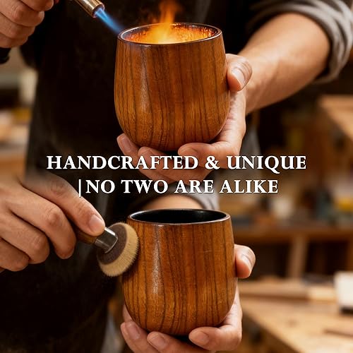 Miniatura 5 de Vaso de madera carbonizada de bourbon  Regalos únicos de whisky para hombres, papá, hermano, vaso antiguo de interior quemado de 10 onzas  Vasos de