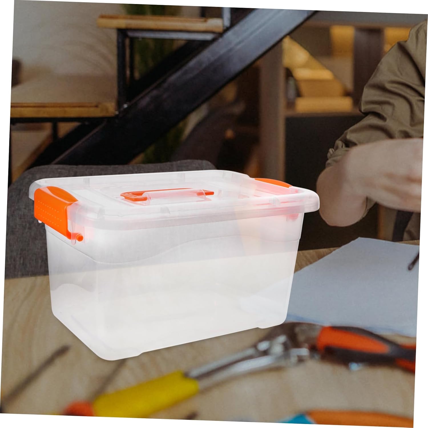 6pcs Portable Transparent Storage Bins with Lids Clear Boxes for Home Organization Stackable Storage Containers with Handles for Easy Carrying