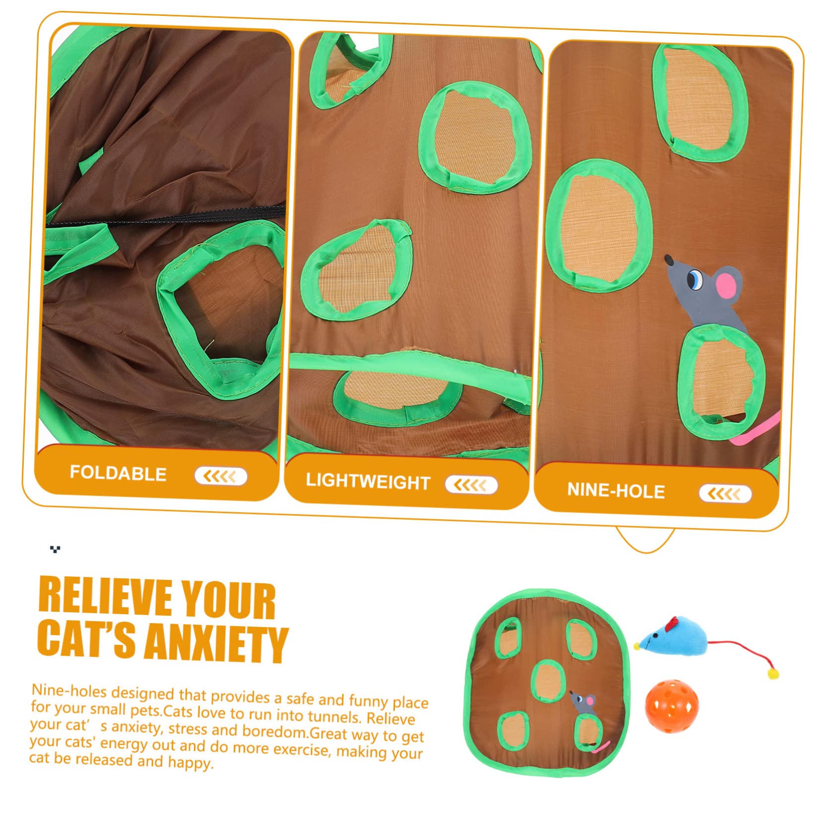 DOITOOL 4juegos Túnel Interactivo para Gatos Diseño De Nueve Agujeros Juguete De Exploración para Estimulación y Ejercicio Diario De Mascotas