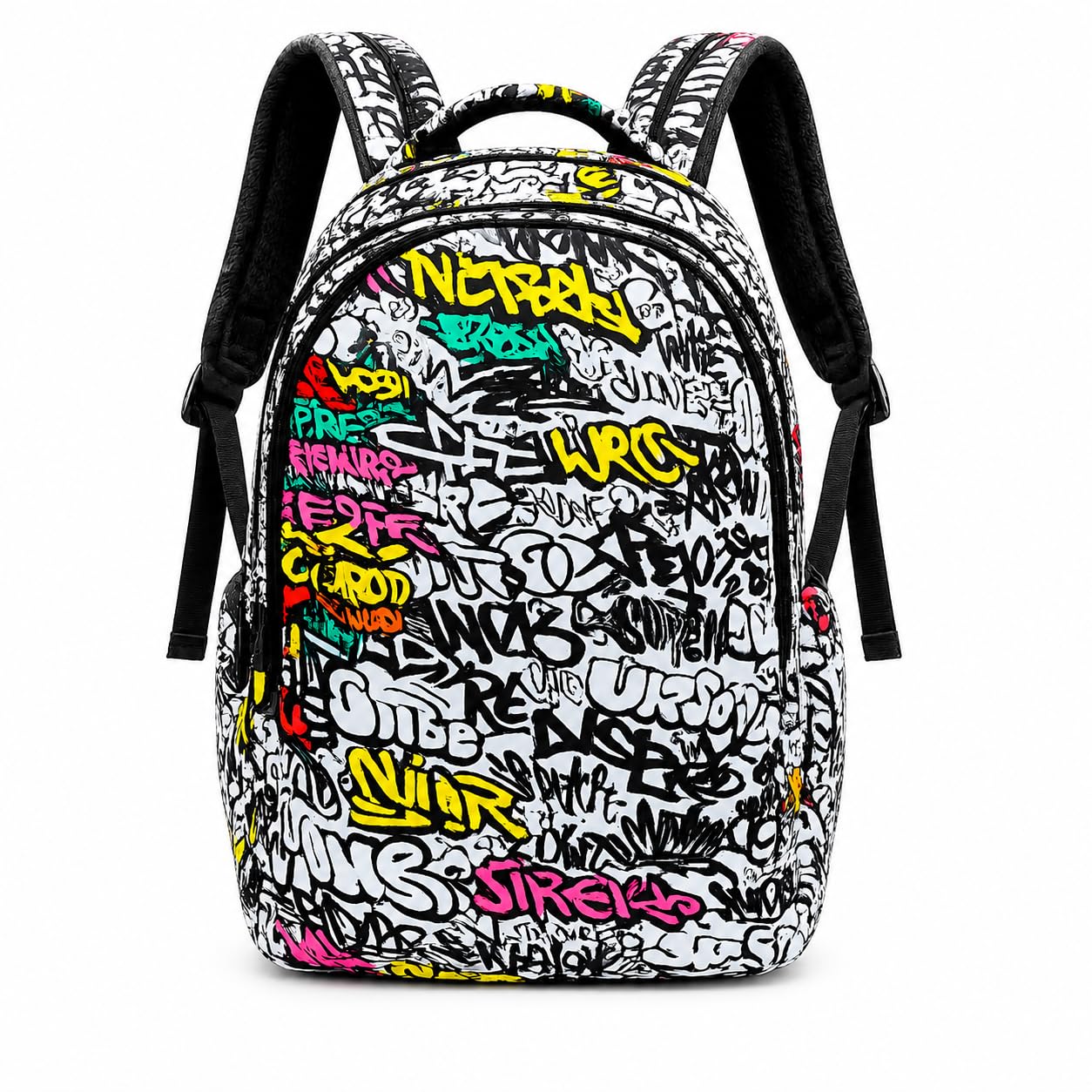 Graffiti Print Backpack, Multicolour Street Art Design-picture-40