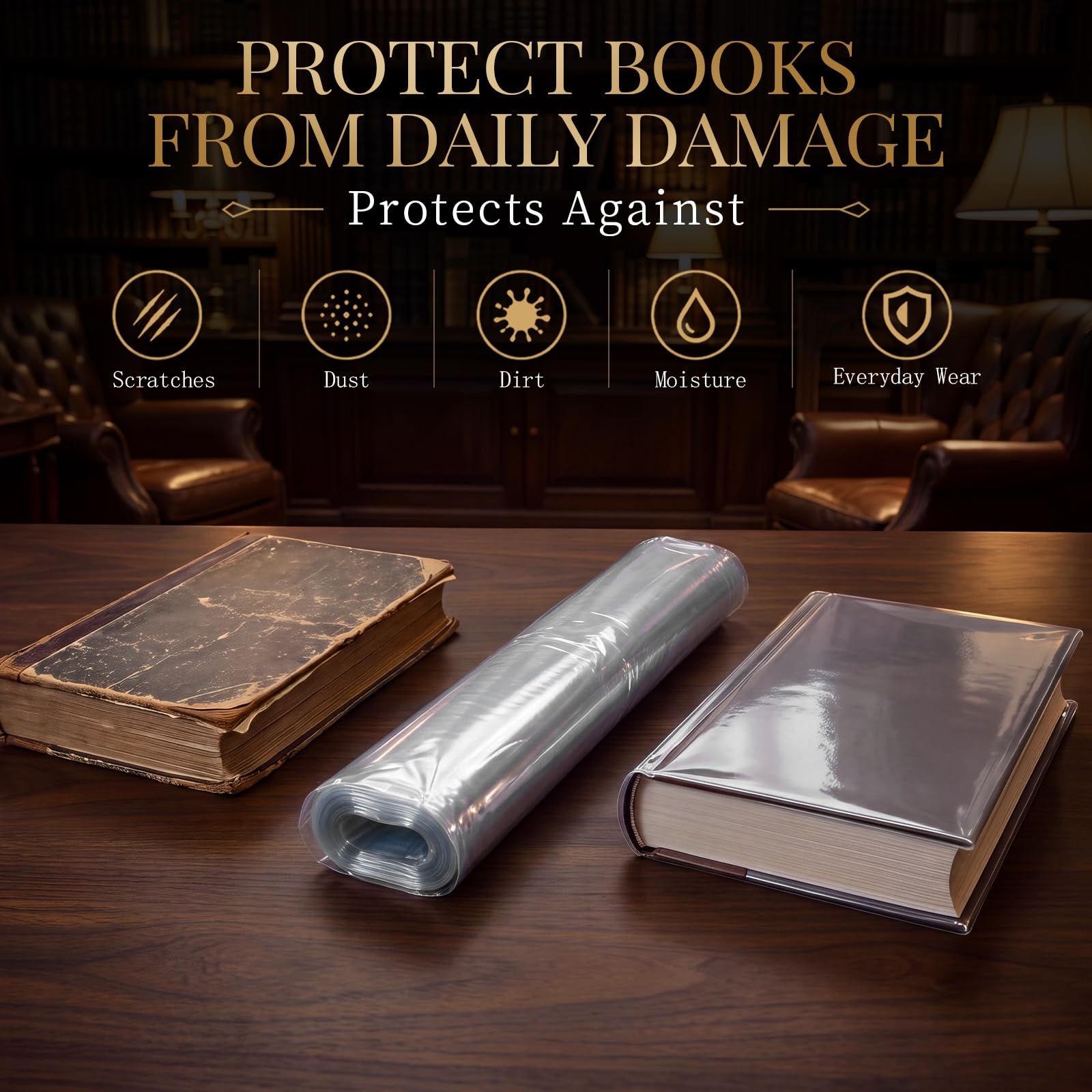 Dunzoom Rouleau de papier contact transparent 35,6 cm x 18,1 m pour protection de livre, autocollant transparent pour couvrir des livres et des documents