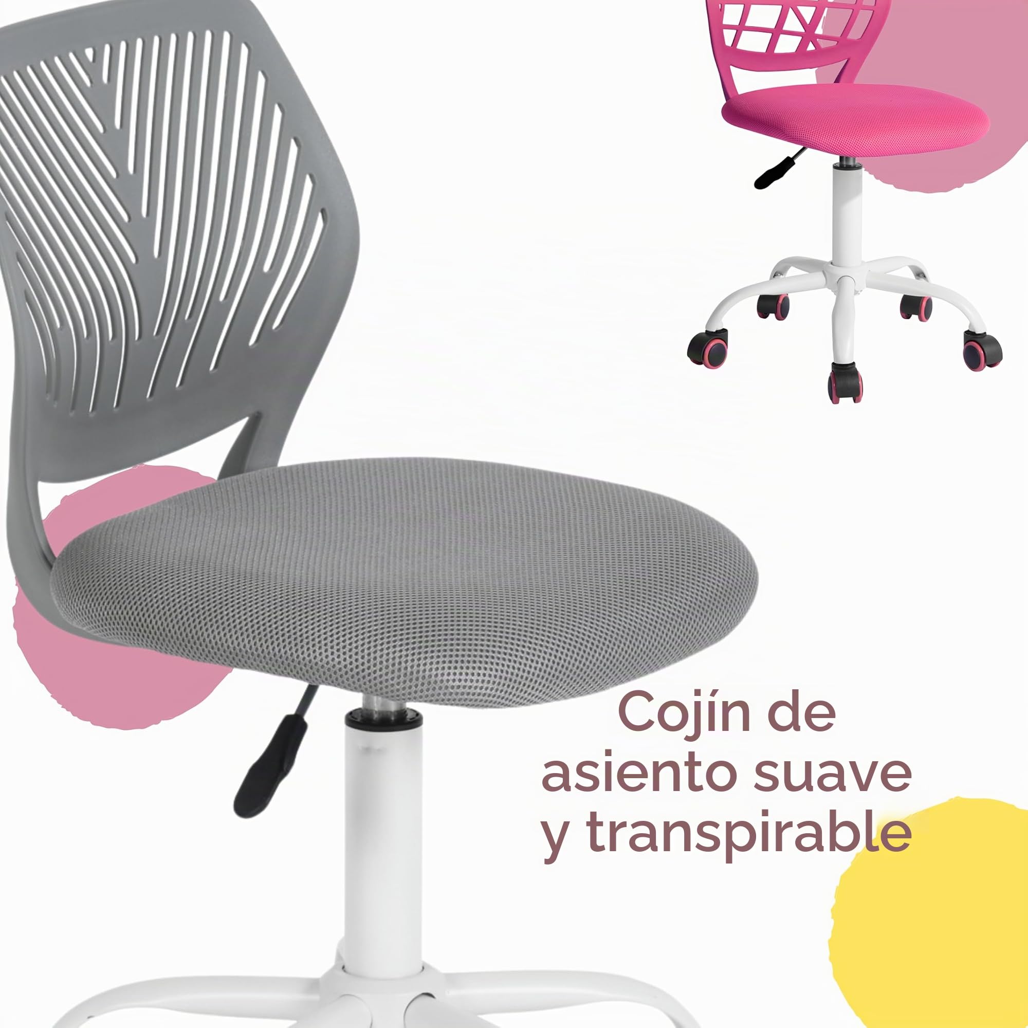FurnitureR Silla de Escritorio, Moderno diseño Ajustable, para Ordenador, giratoria, sin reposabrazos, para habitación de los niños, Trabajo en casa, Oficina, Tejido, Morandi, Aguamarina