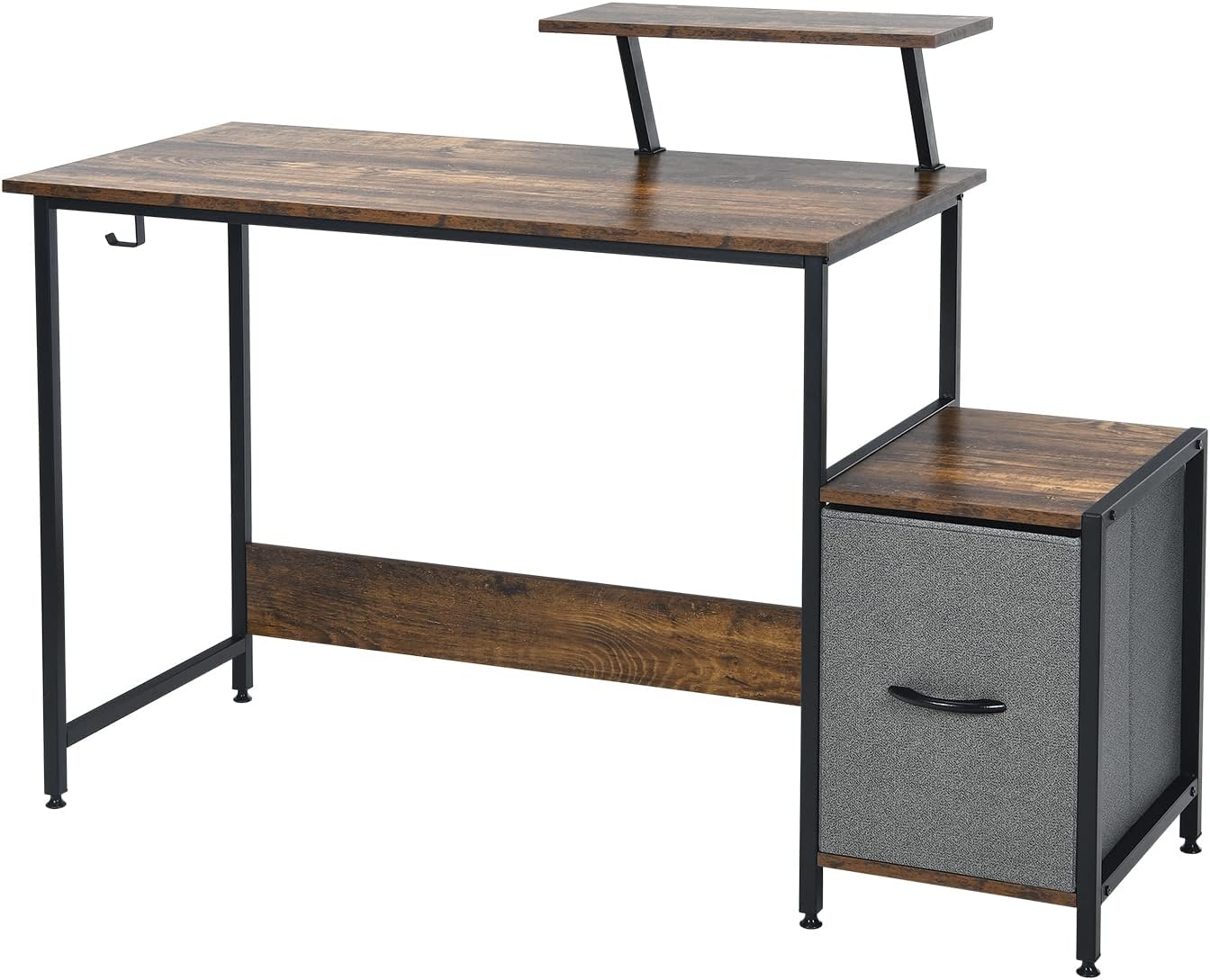 CASART Computer Desk, PC Laptop Table with Side Storage Compartment ...