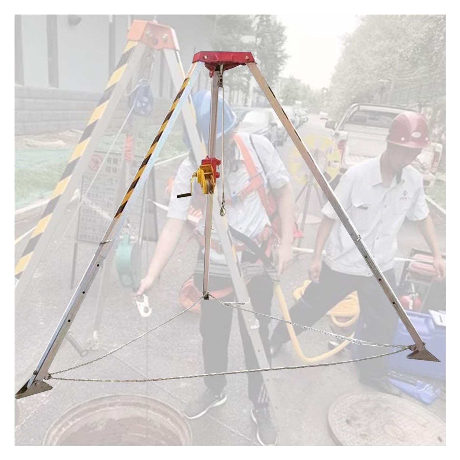 Heavy Duty Confined Space Rescue Tripod, Safety Fall Protection Sewer Emergency Tripod Kits, Lifting and Rescue Equipment with Self-Locking Device, for Harsh Conditions (Color : 2600lbs/1179.3kg Winc