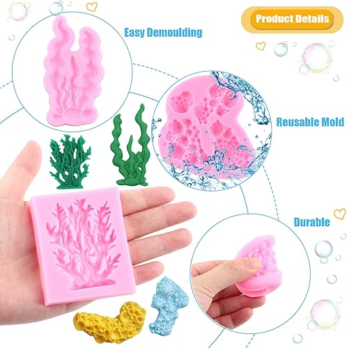 Miniatura 2 de Molde de silicona para algas marinas, molde de fondant de coral marino para decoración de pasteles, decoración de cupcakes, caramelo de chocolate,