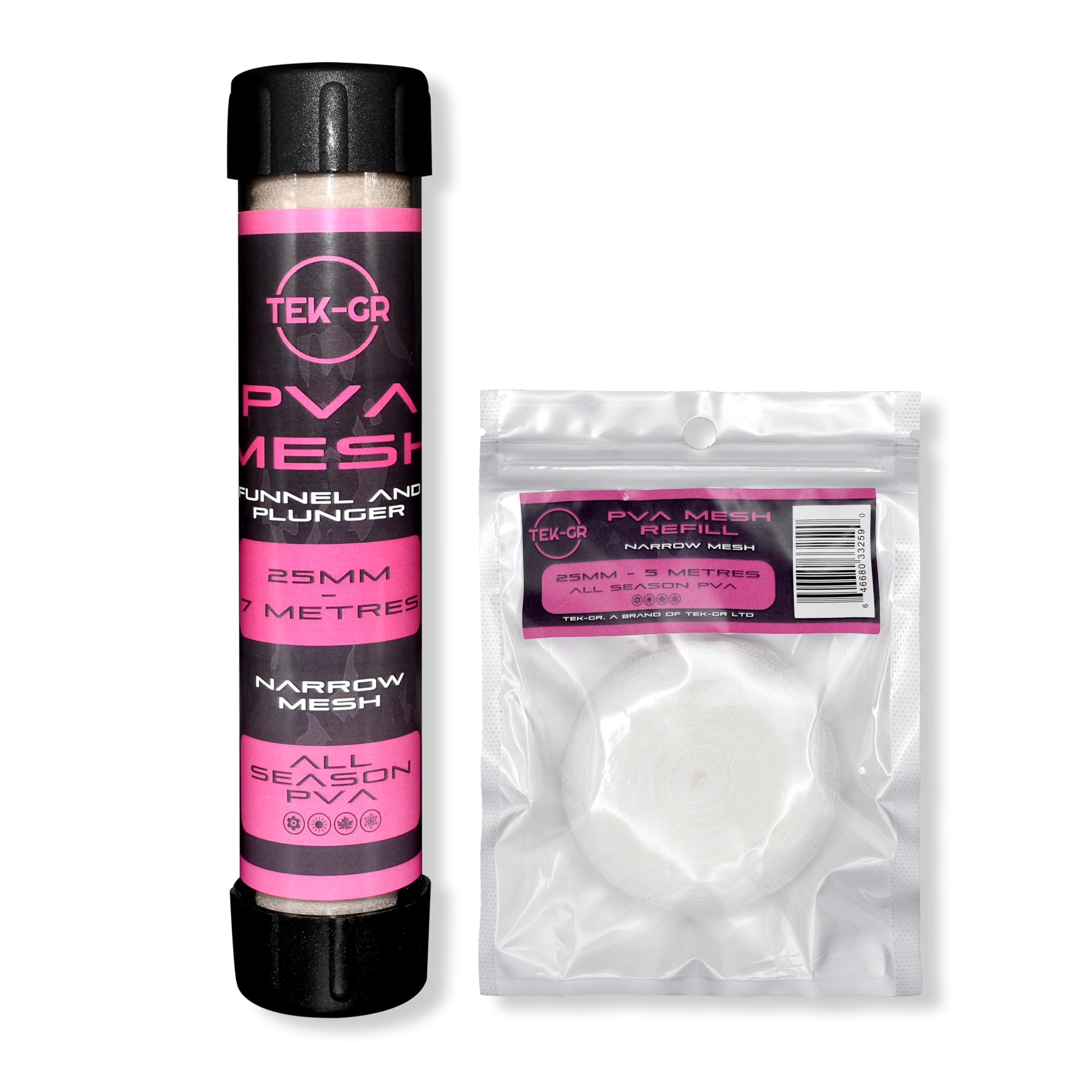 12 Metre PVA Mesh Kit, In 25mm, 36mm & 44mm Widths, Funnel & Plunger Systems